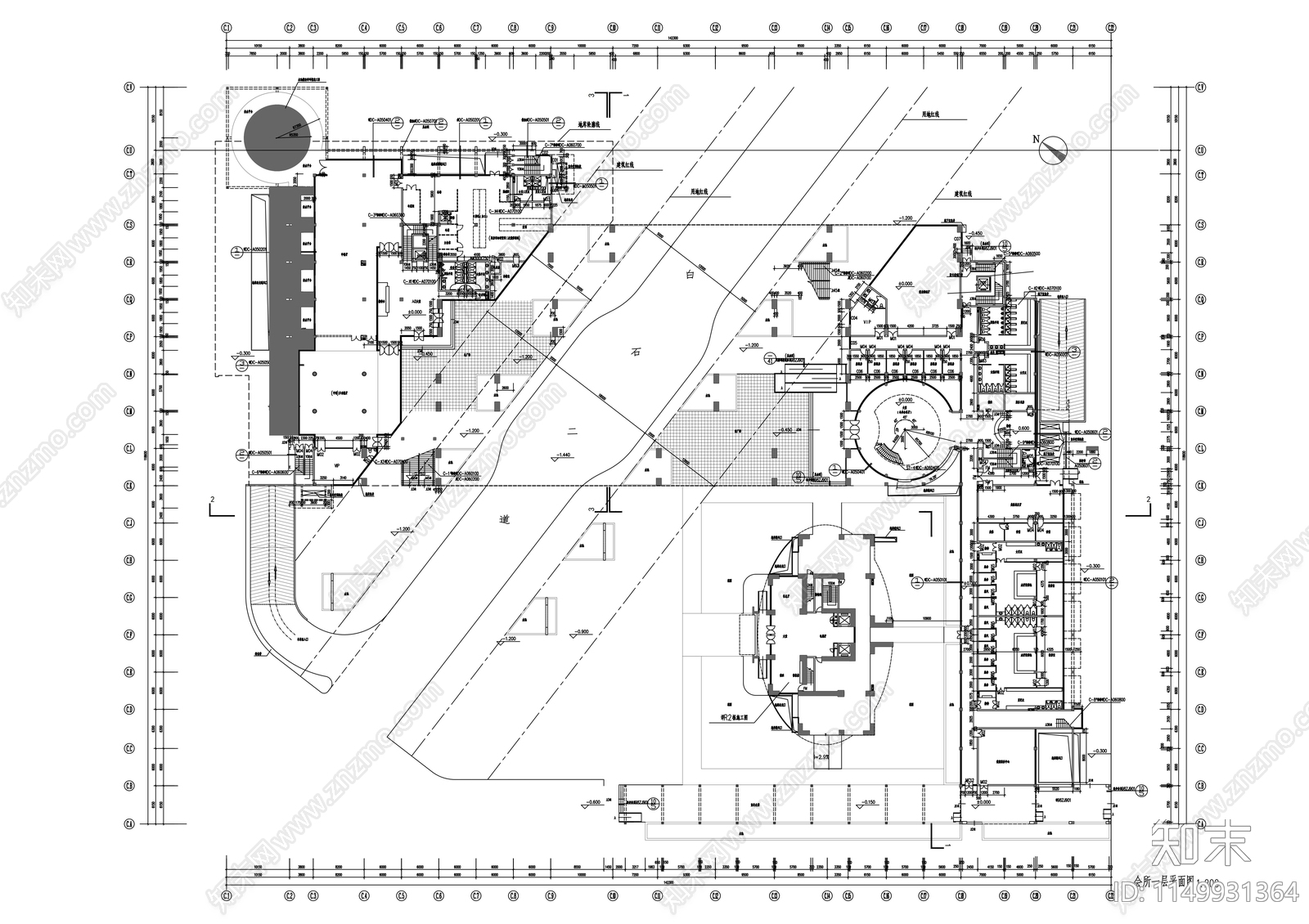 二层会所建筑施cad施工图下载【ID:1149931364】