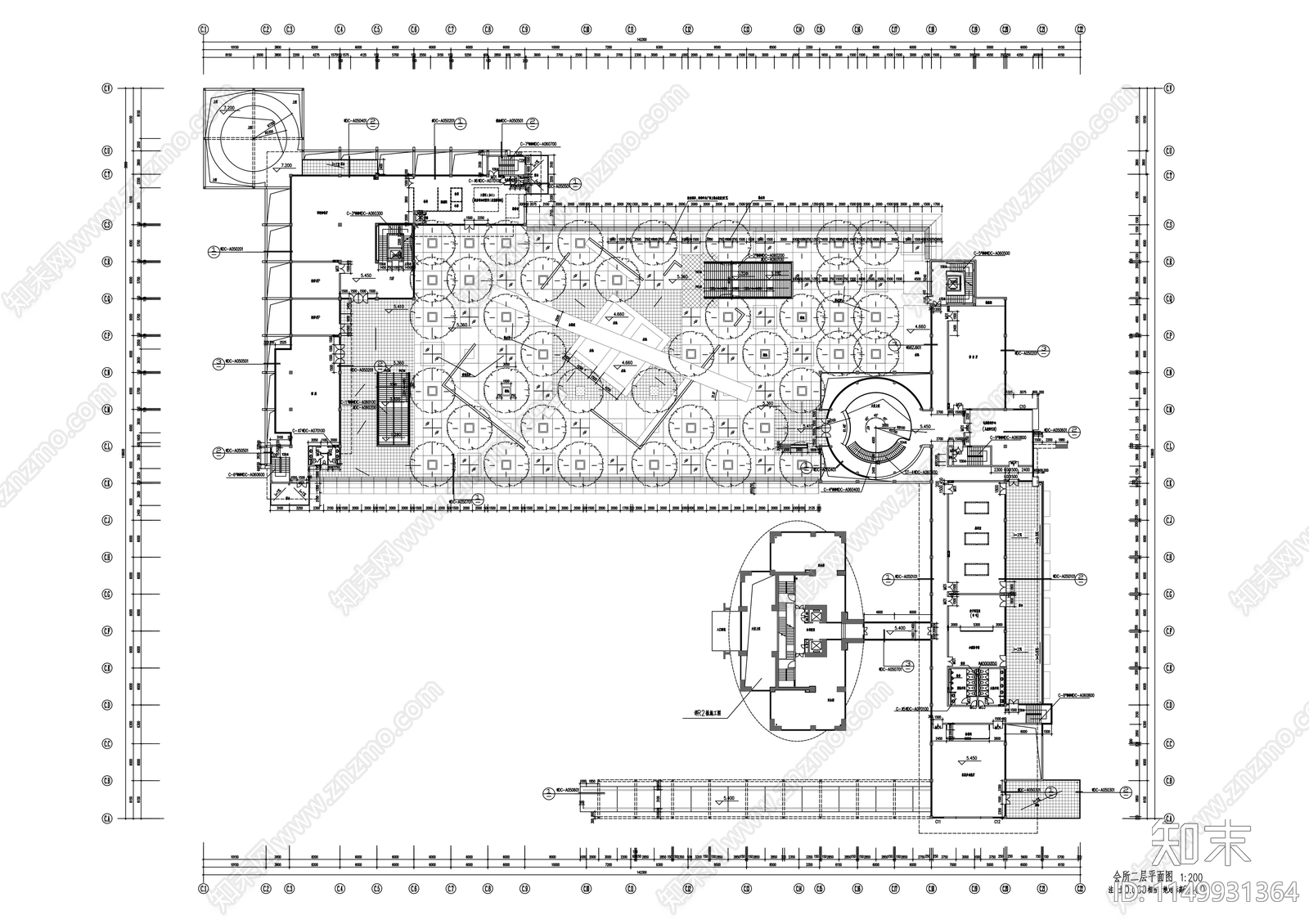 二层会所建筑施cad施工图下载【ID:1149931364】