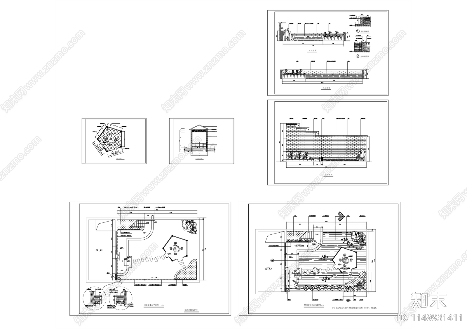屋顶花园景观cad施工图下载【ID:1149931411】