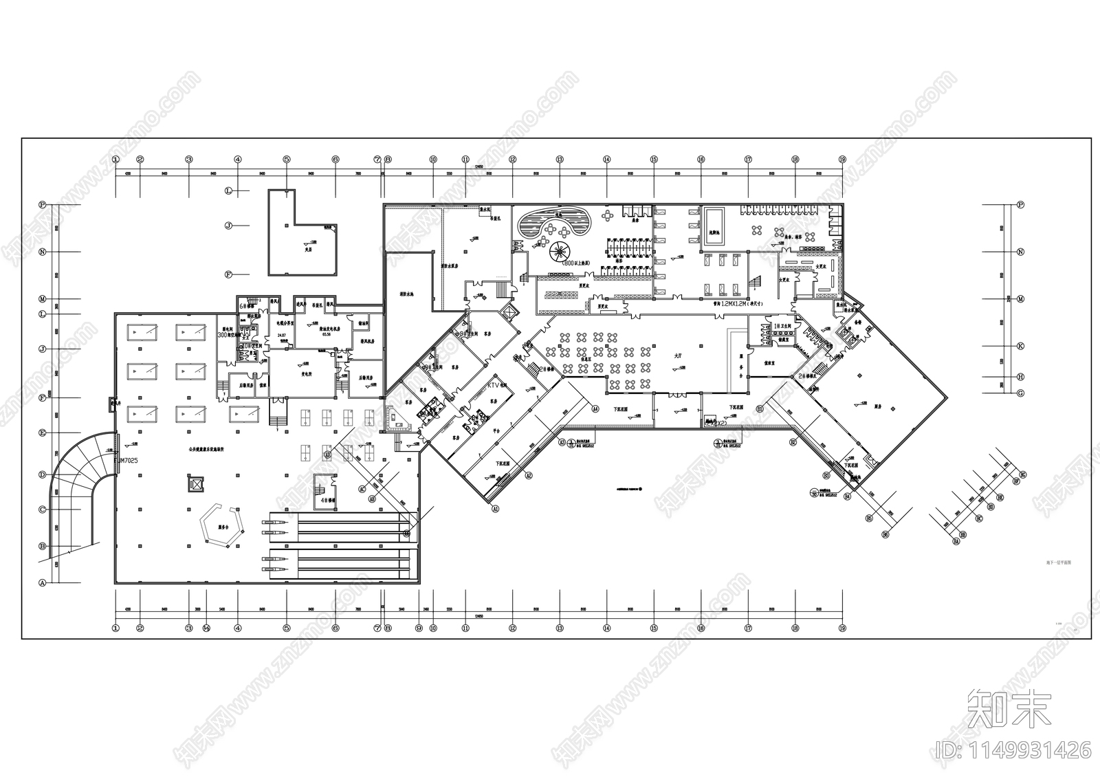 二层欧式高尔夫会所建筑cad施工图下载【ID:1149931426】