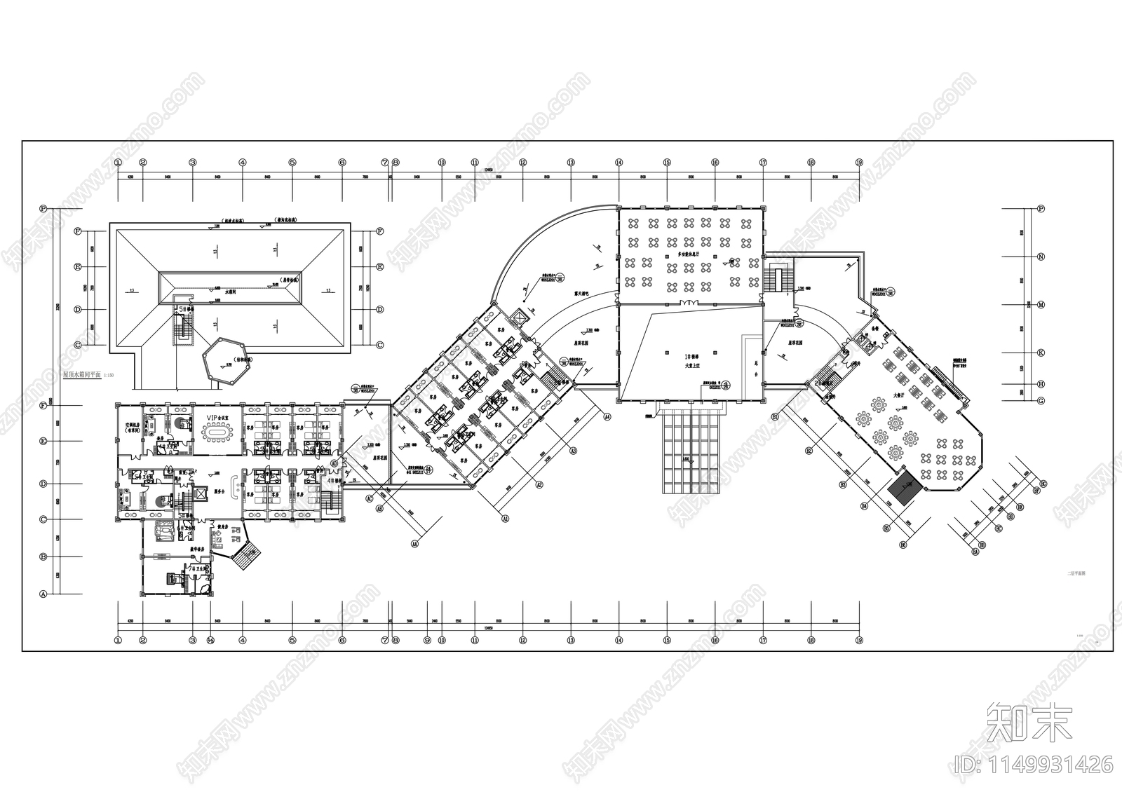 二层欧式高尔夫会所建筑cad施工图下载【ID:1149931426】