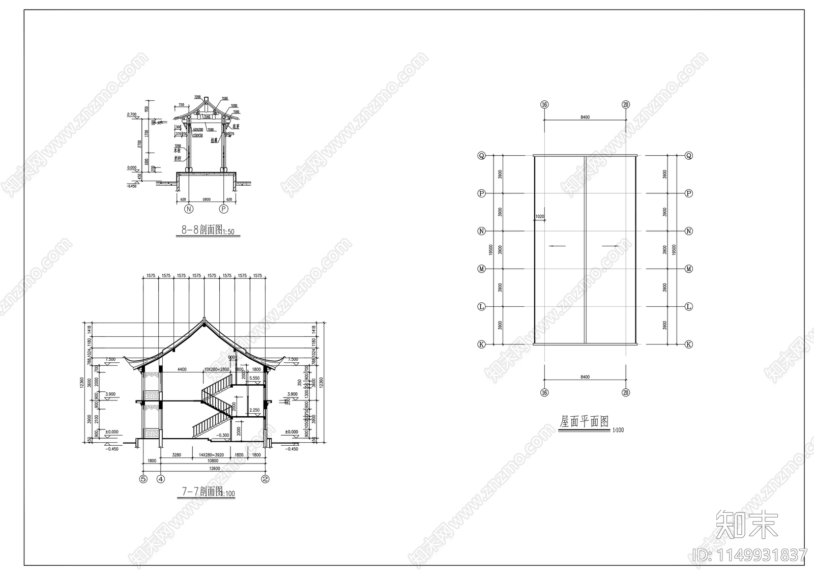 某三层仿古茶馆会所建筑cad施工图下载【ID:1149931837】