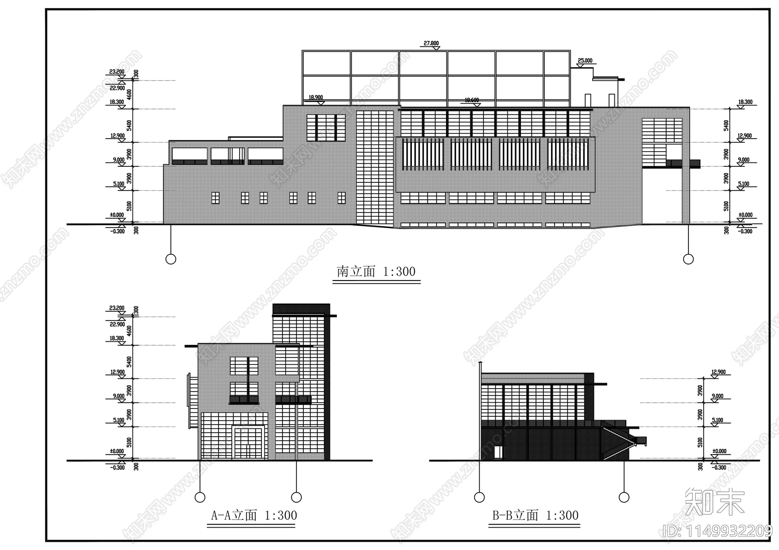 五层会所建筑cad施工图下载【ID:1149932209】