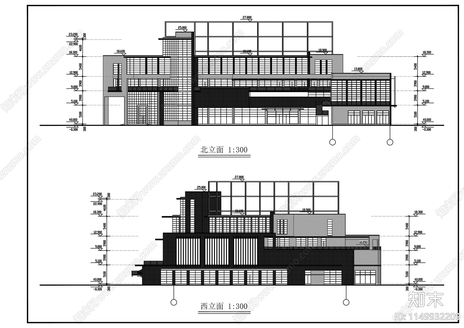 五层会所建筑cad施工图下载【ID:1149932209】