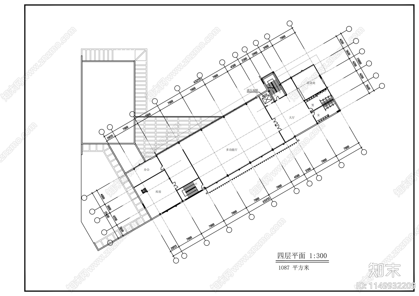 五层会所建筑cad施工图下载【ID:1149932209】