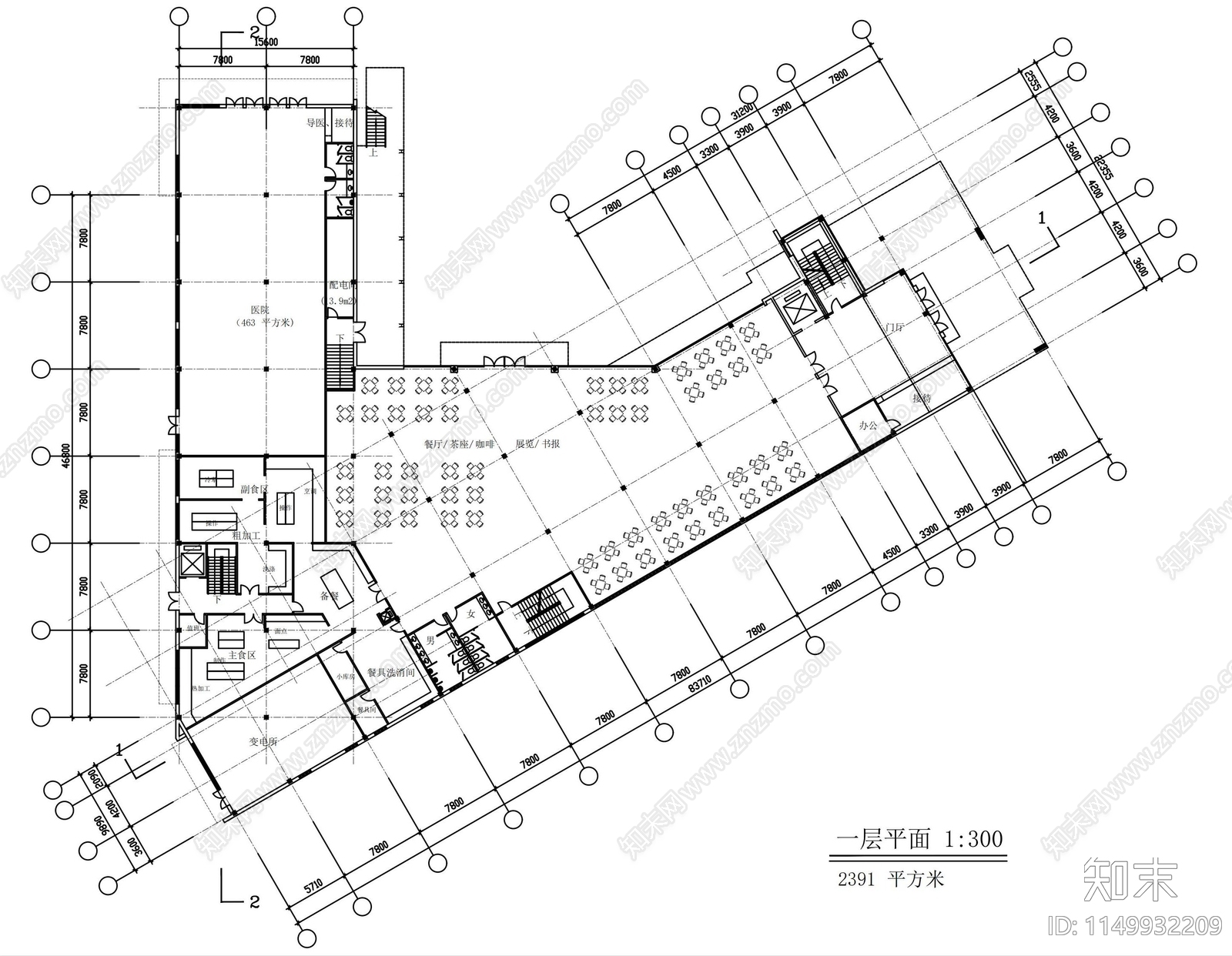 五层会所建筑cad施工图下载【ID:1149932209】