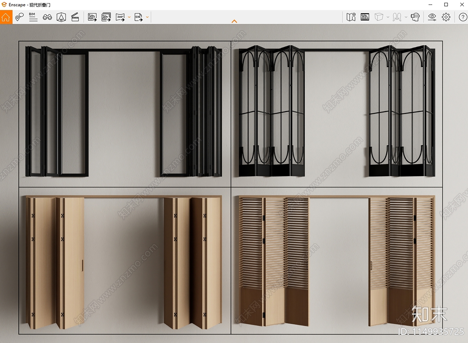 现代折叠门SU模型下载【ID:1149935725】