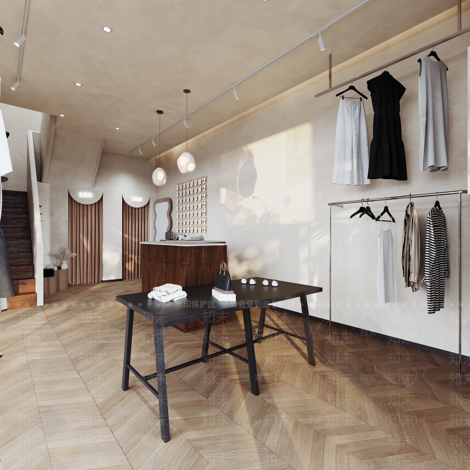 现代复古服装鞋店3D模型下载【ID:1149943513】