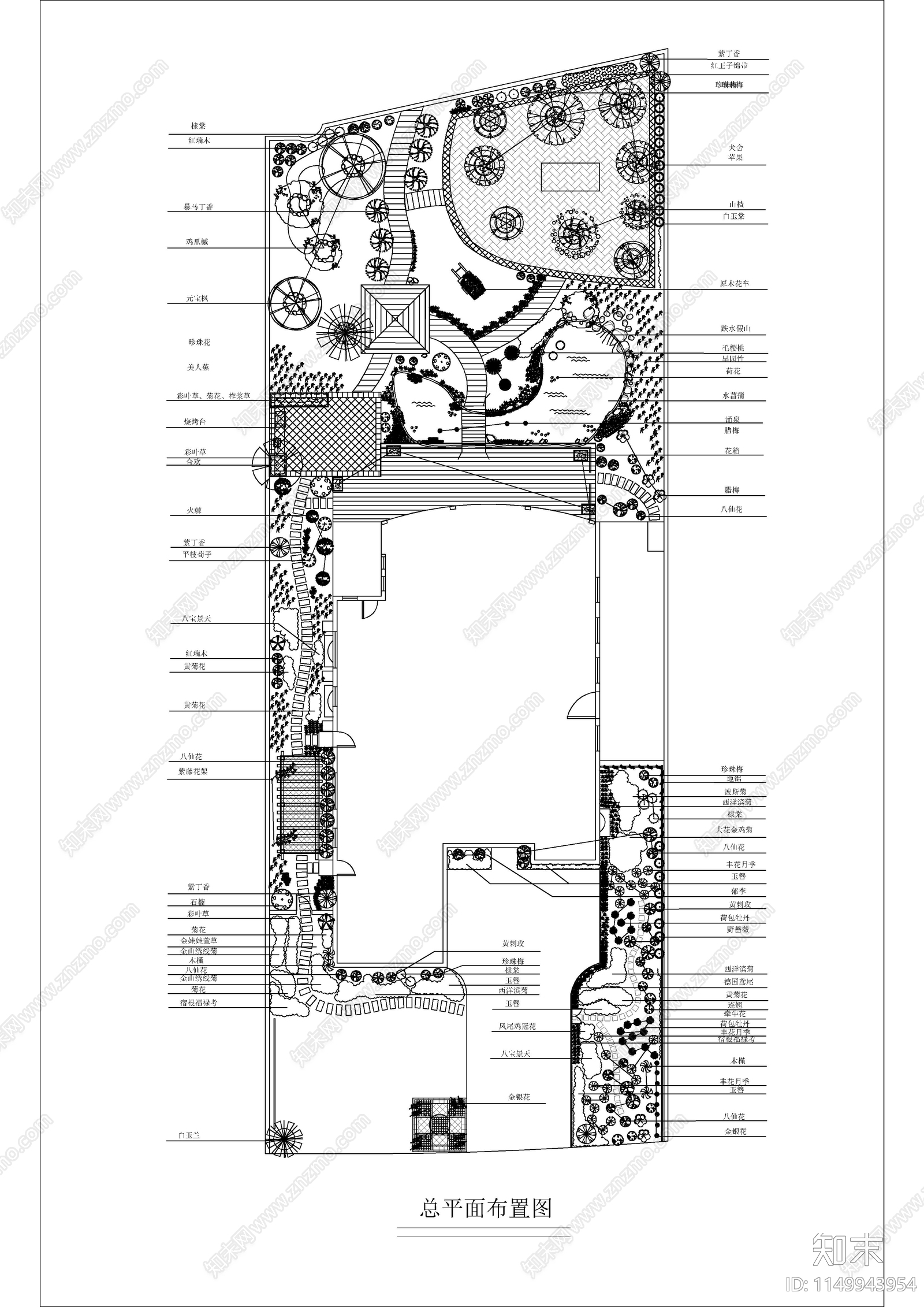 别墅庭院景观cad施工图下载【ID:1149943954】