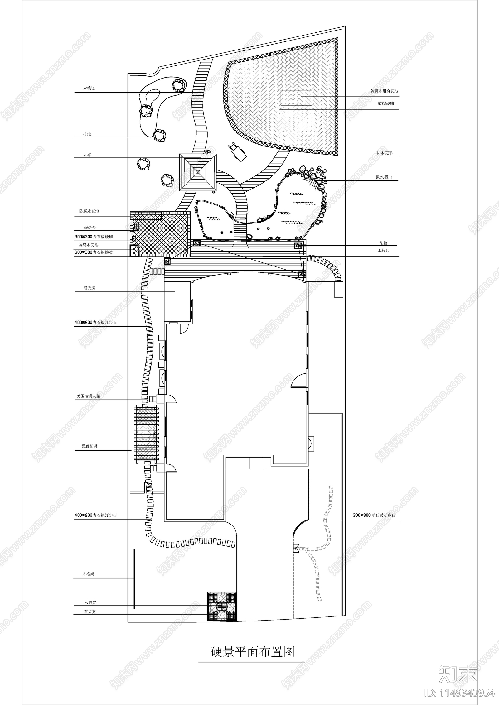 别墅庭院景观cad施工图下载【ID:1149943954】