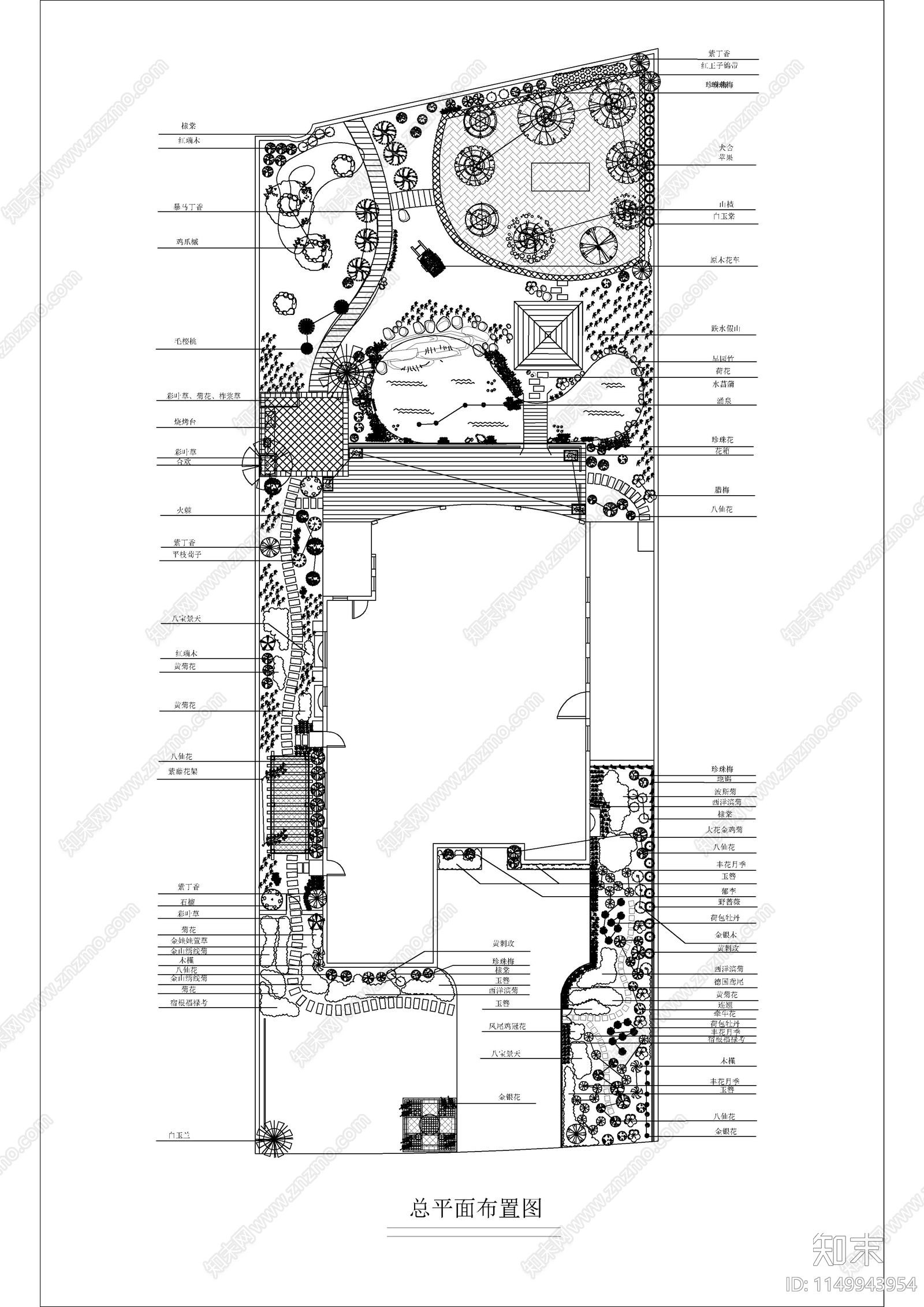 别墅庭院景观cad施工图下载【ID:1149943954】