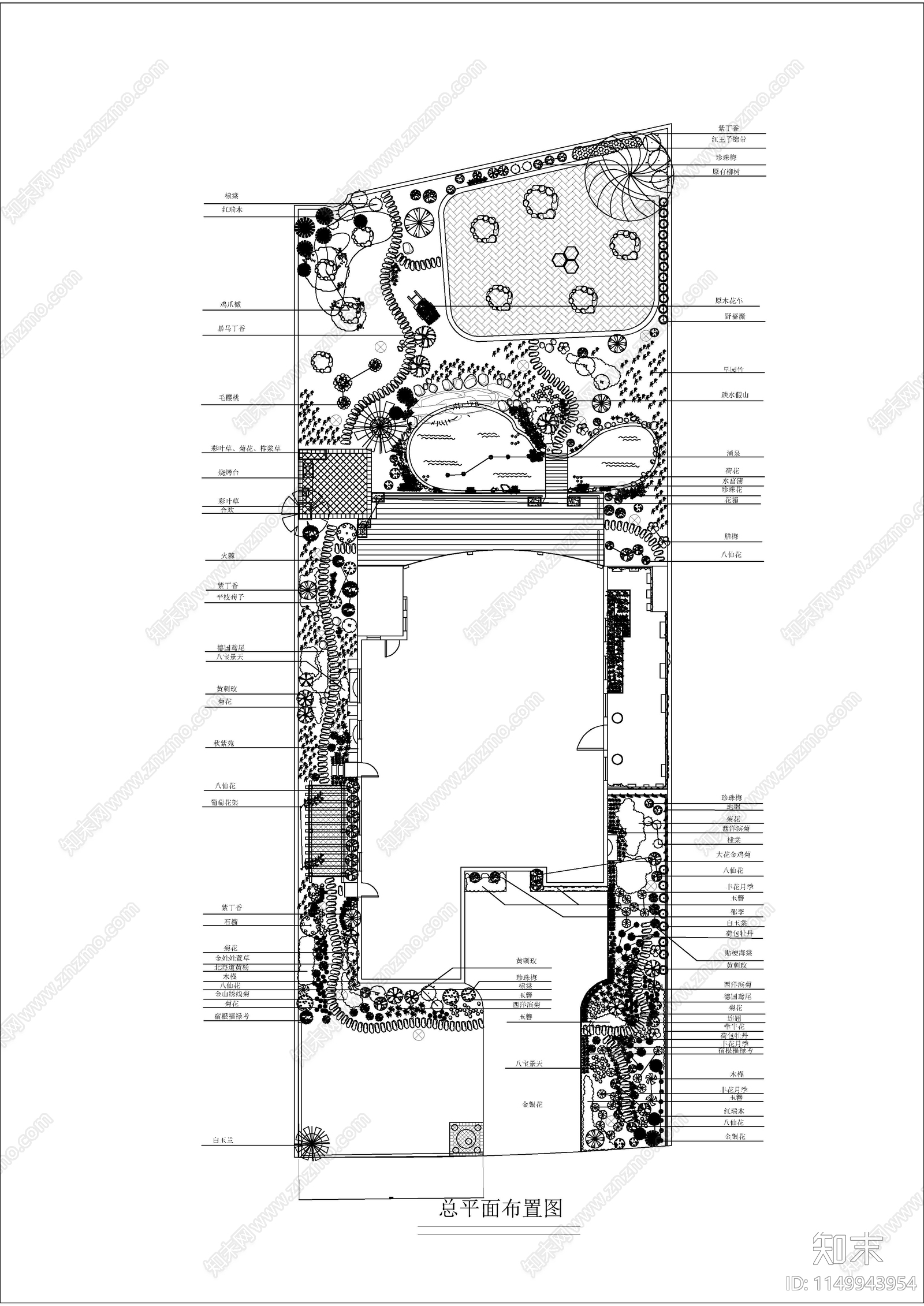 别墅庭院景观cad施工图下载【ID:1149943954】