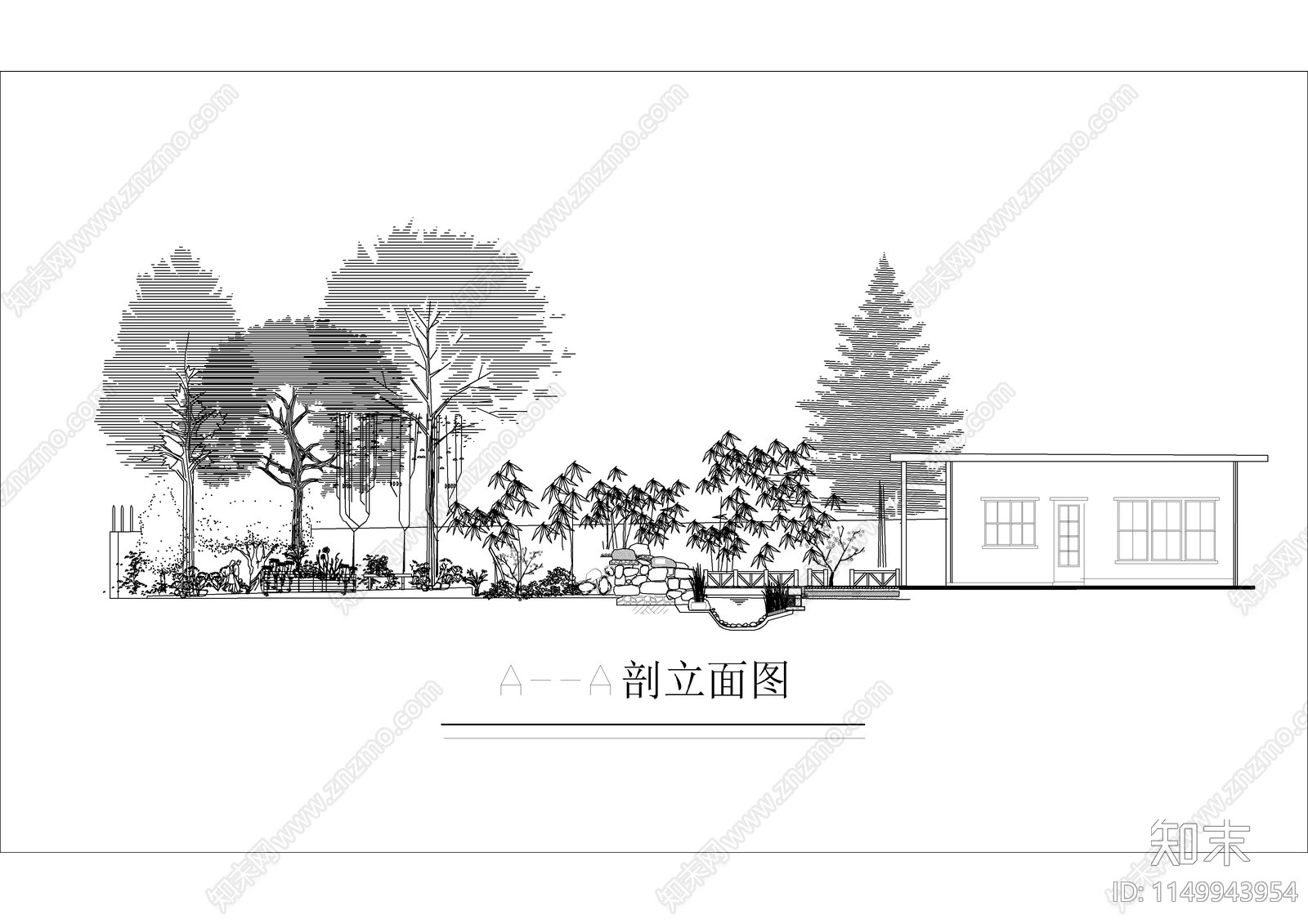 别墅庭院景观cad施工图下载【ID:1149943954】