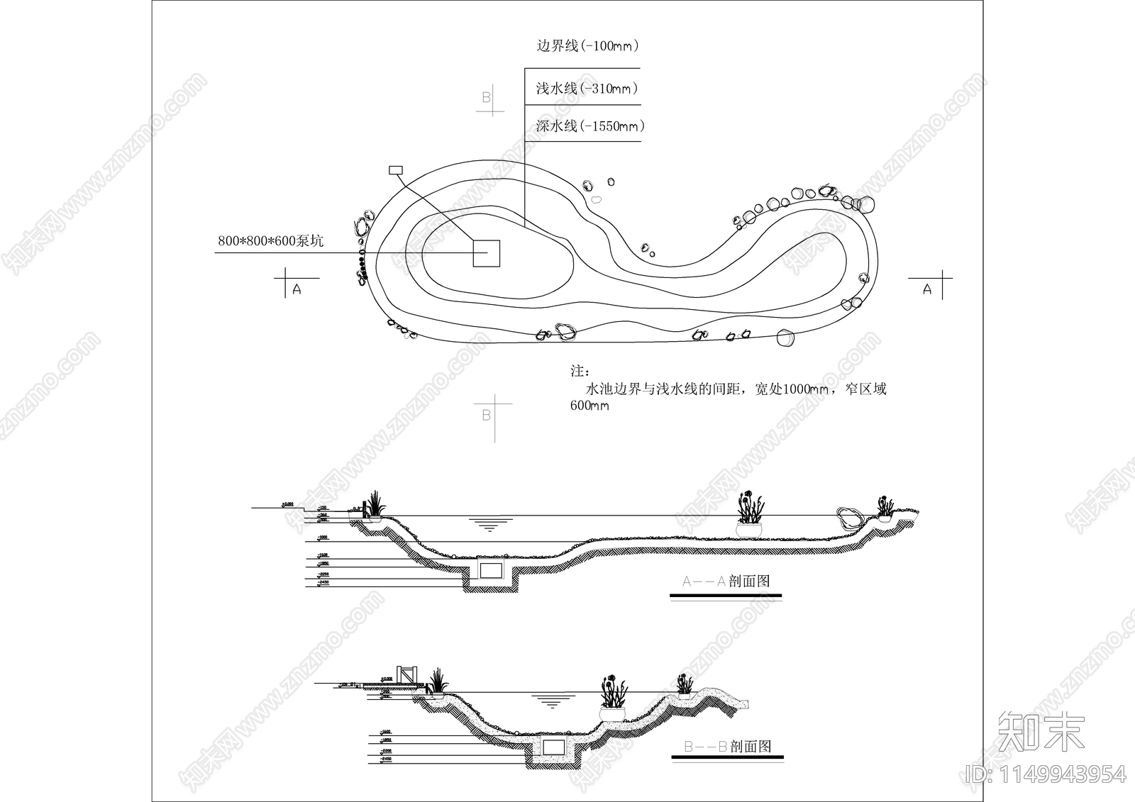 别墅庭院景观cad施工图下载【ID:1149943954】