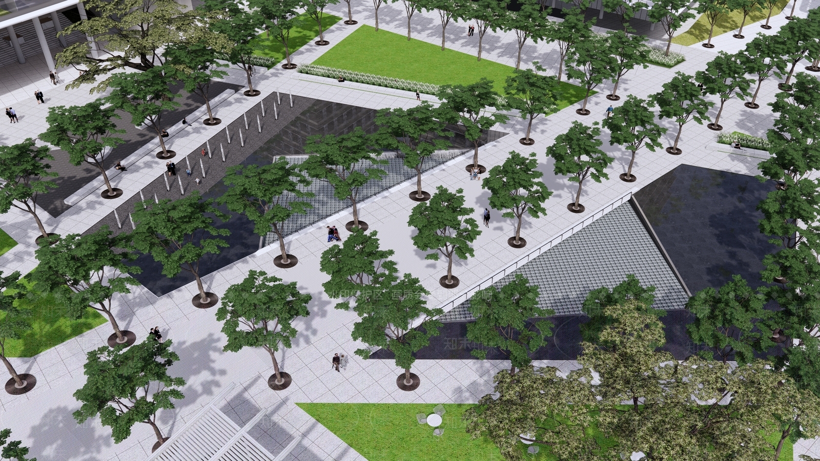 现代办公中庭景观SU模型下载【ID:1149944385】