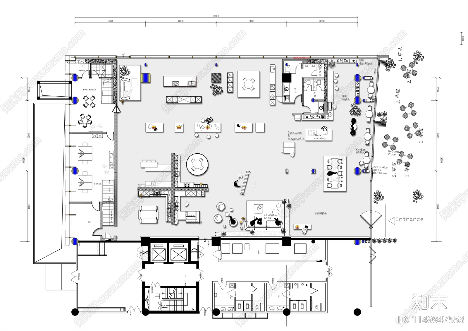 800㎡橱柜定制展厅平面布置图施工图下载【ID:1149947553】