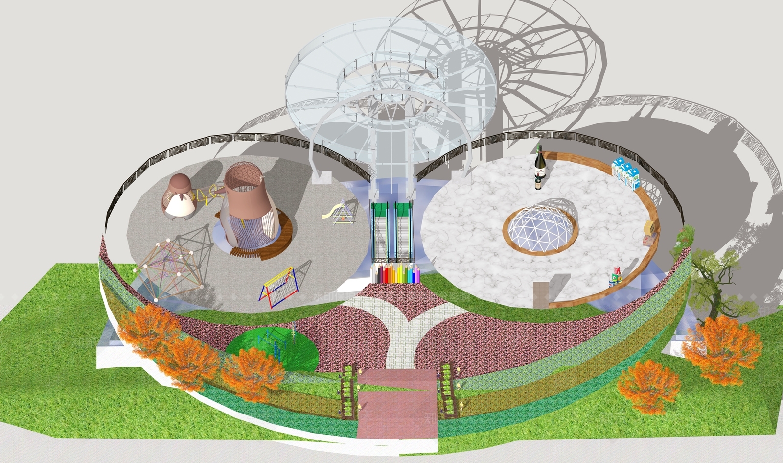 现代城市下沉广场设计SU模型下载【ID:1149949402】