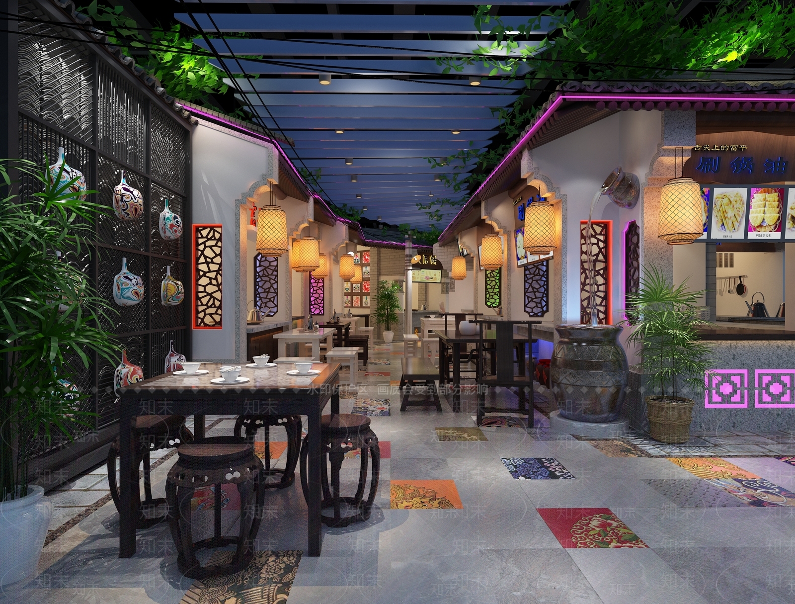 工业风港式茶餐厅3D模型下载【ID:1149950007】