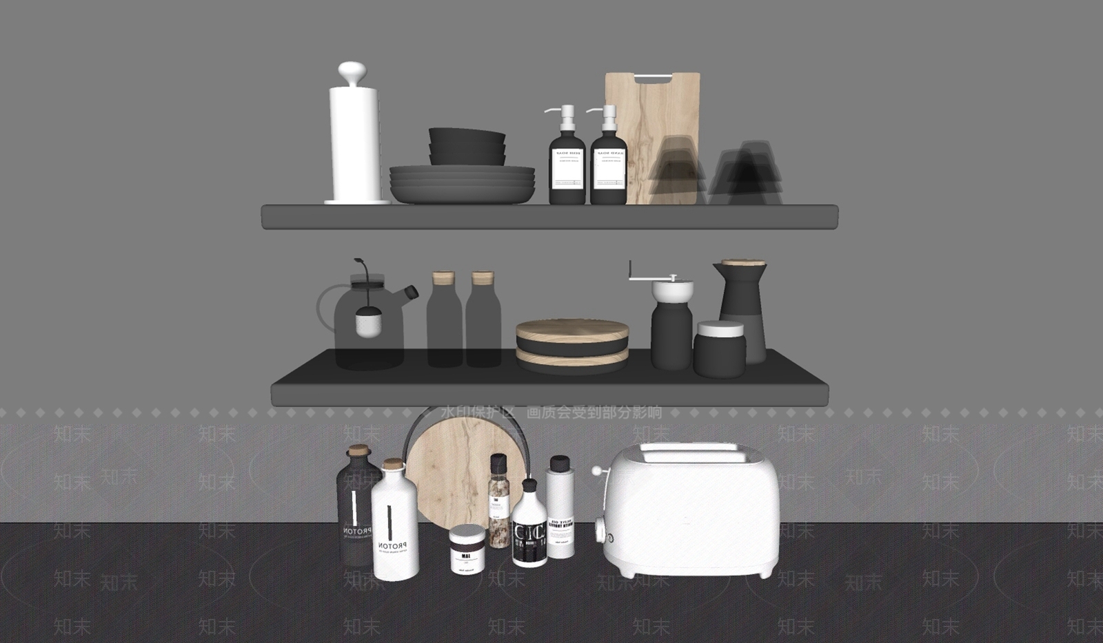 厨房用品组合SU模型下载【ID:1149953690】