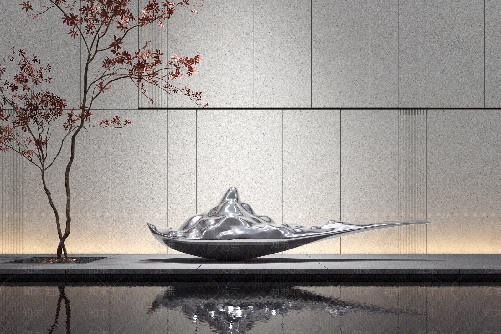 现代金属抽象船形雕塑SU模型下载【ID:1149953924】