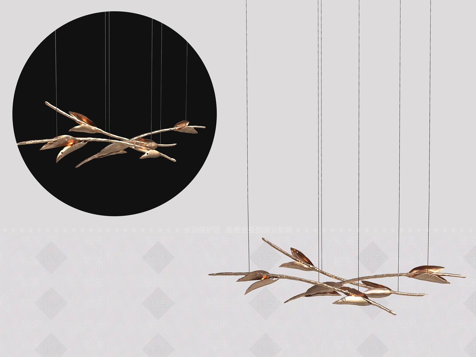 现代简约植物吊灯3D模型下载【ID:1149972346】