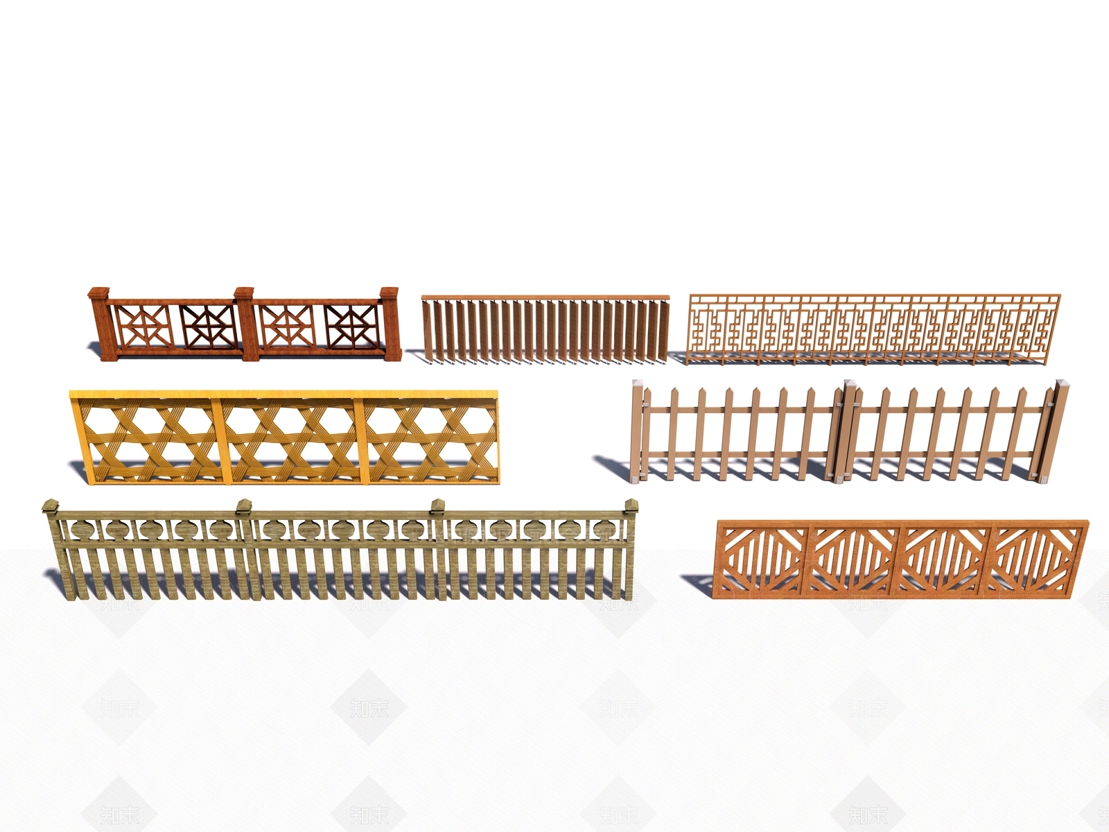 中式木制栏杆SU模型下载【ID:1149958043】