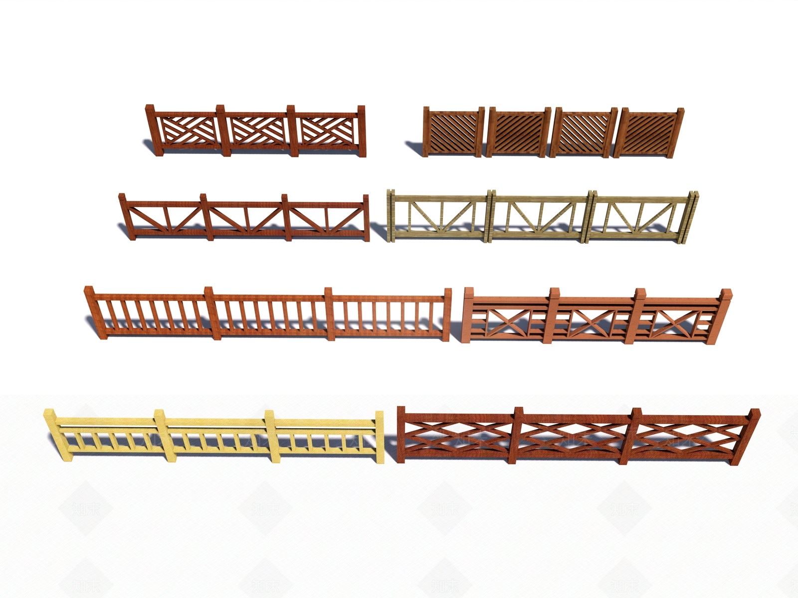 中式木制栏杆SU模型下载【ID:1149958665】