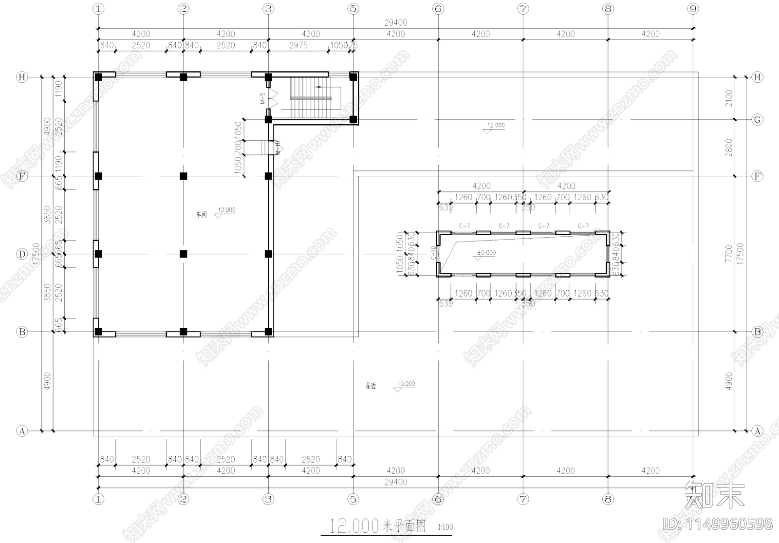 肥料厂车间工业建筑cad施工图下载【ID:1149960598】