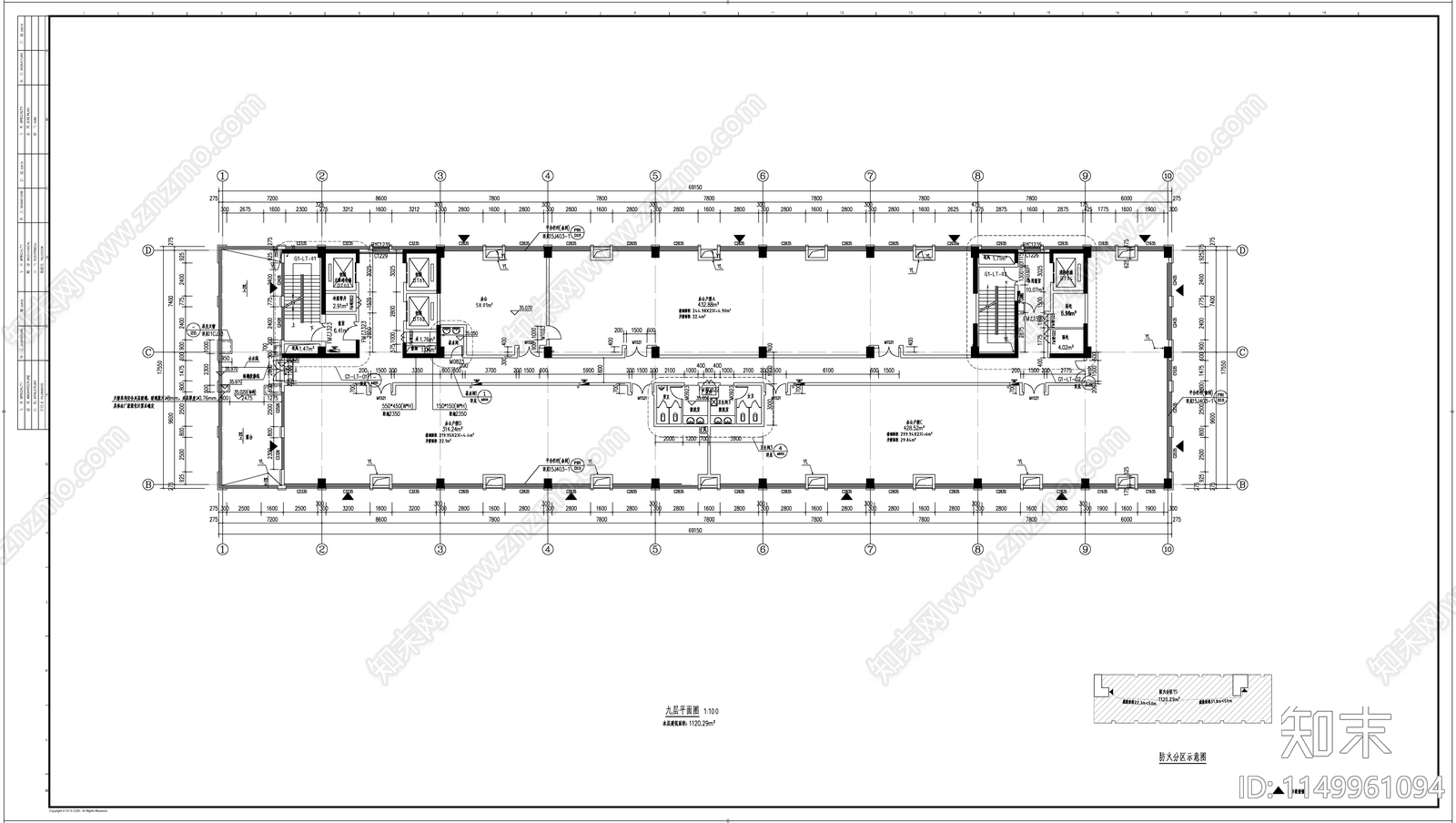 现代简约风格办公楼建筑cad施工图下载【ID:1149961094】