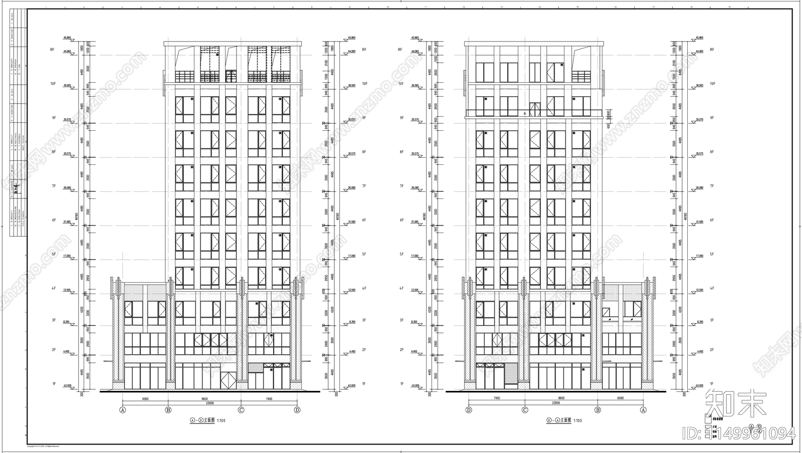 现代简约风格办公楼建筑cad施工图下载【ID:1149961094】