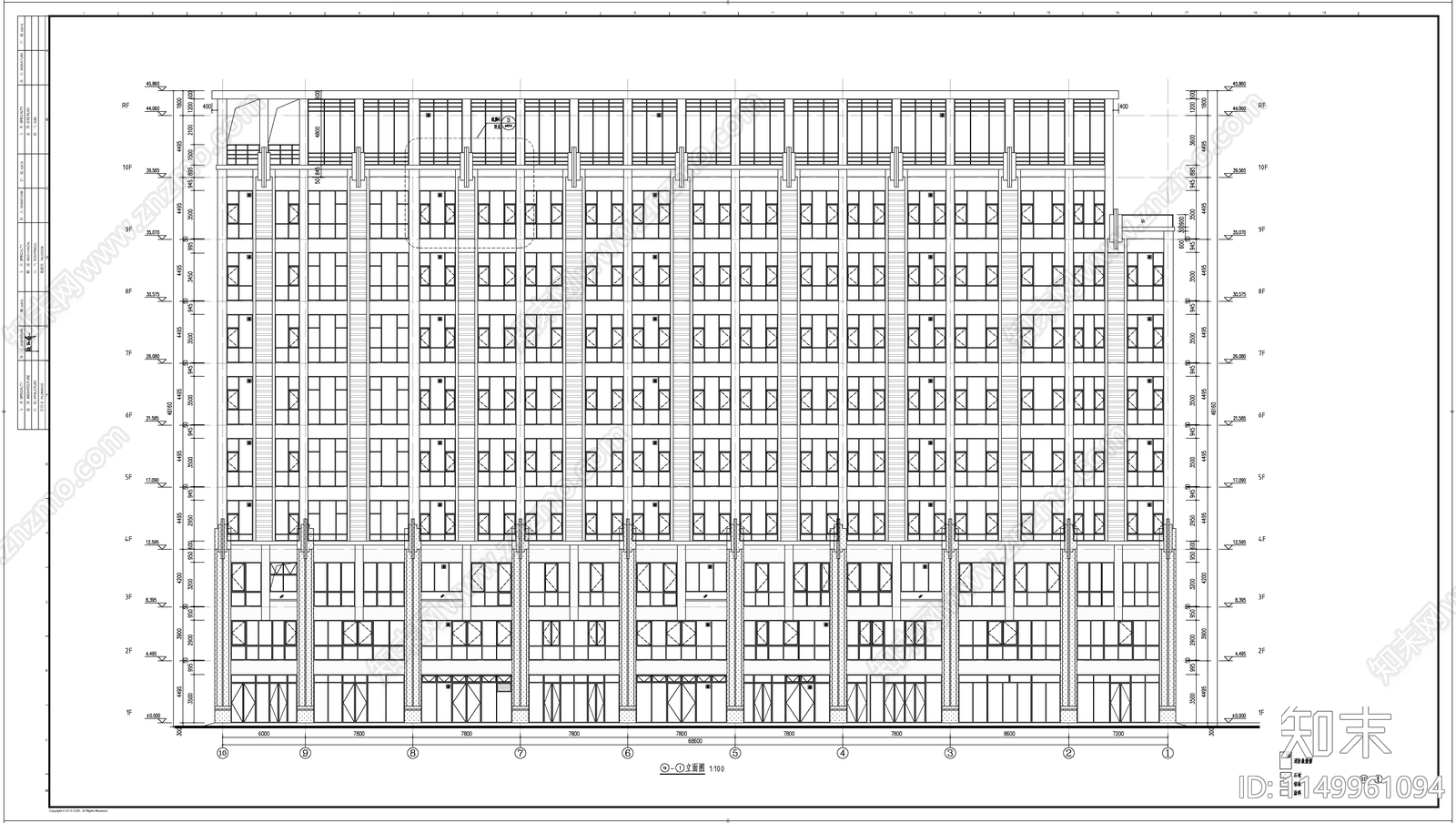 现代简约风格办公楼建筑cad施工图下载【ID:1149961094】