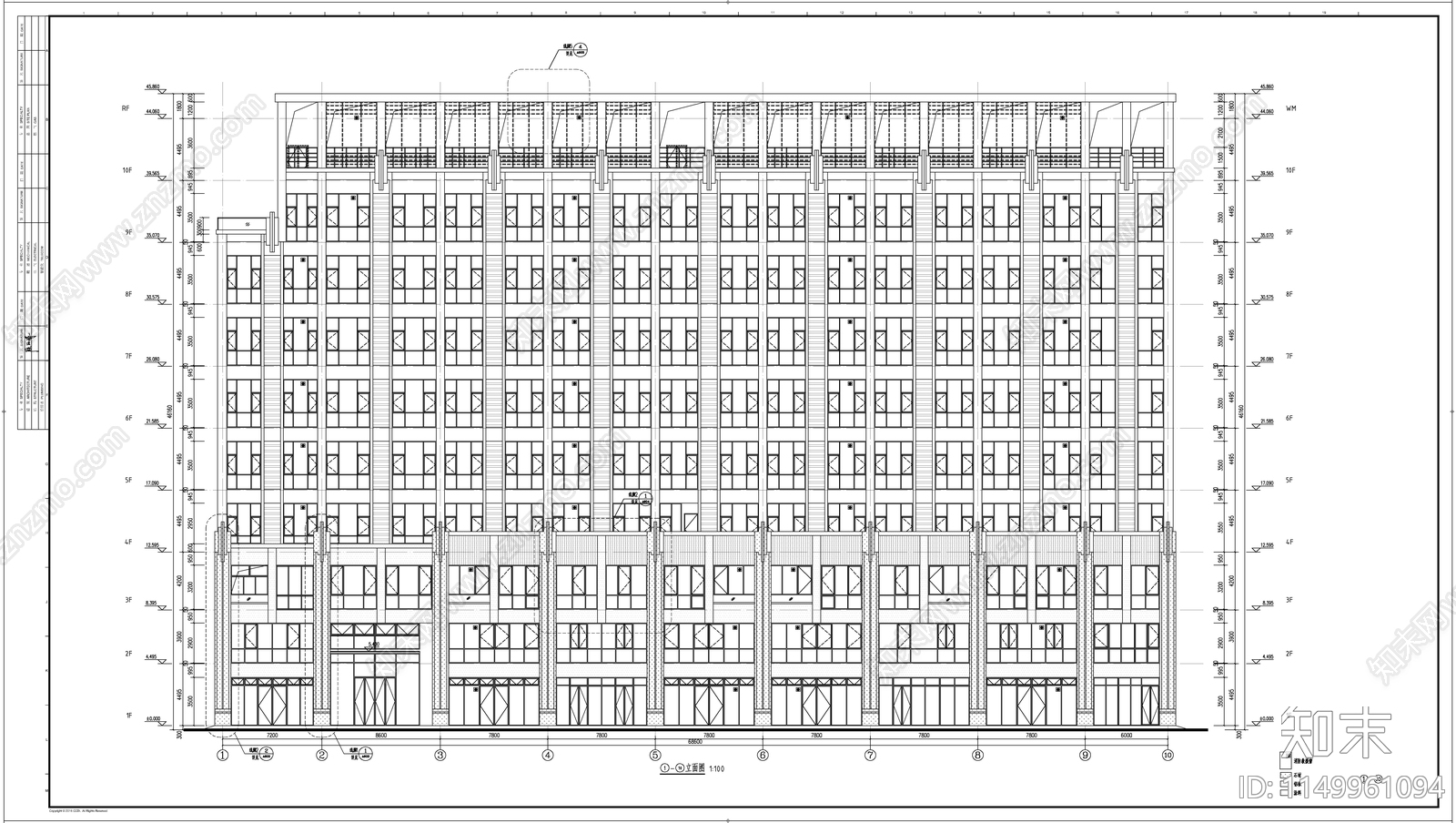 现代简约风格办公楼建筑cad施工图下载【ID:1149961094】