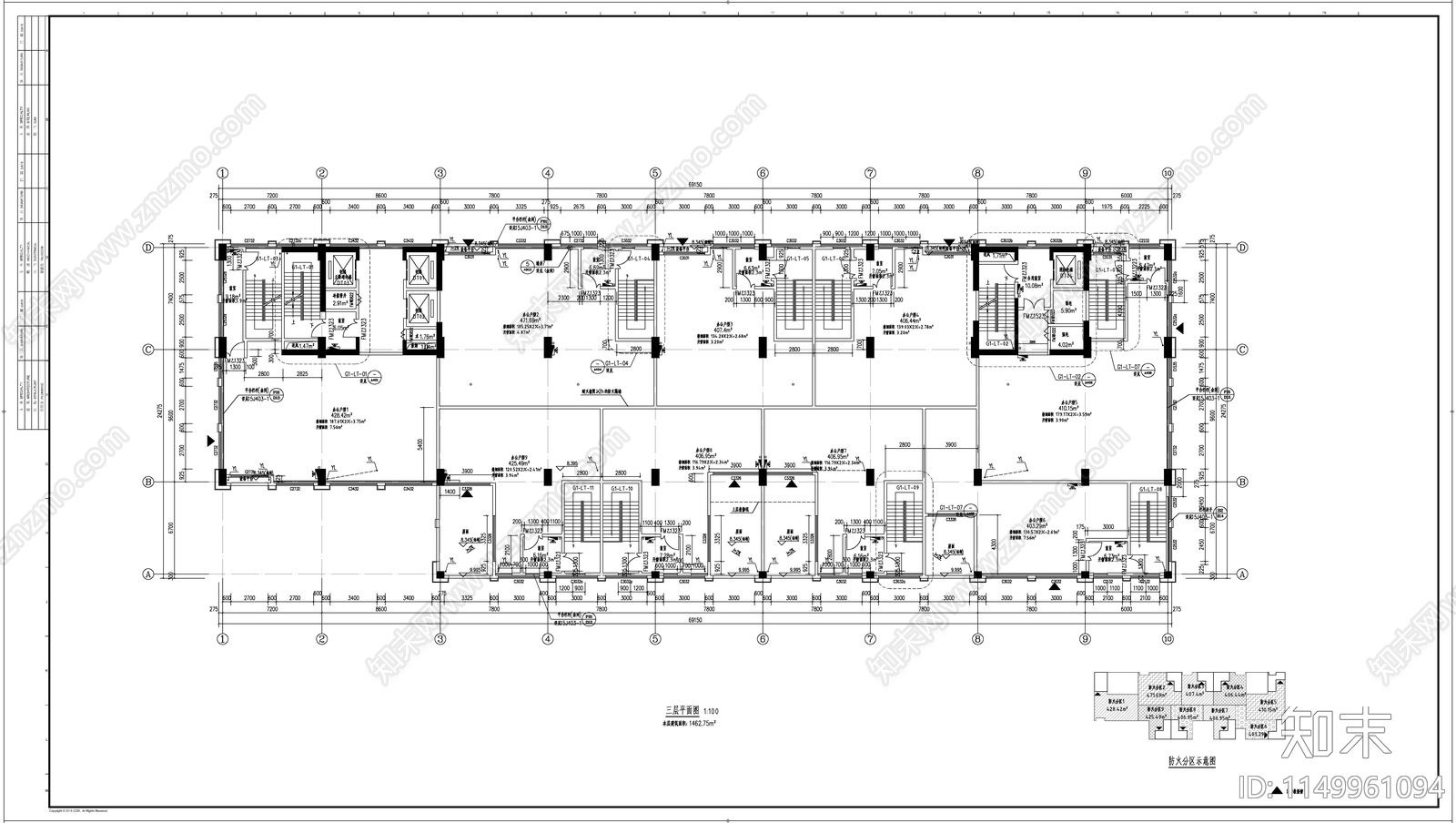 现代简约风格办公楼建筑cad施工图下载【ID:1149961094】