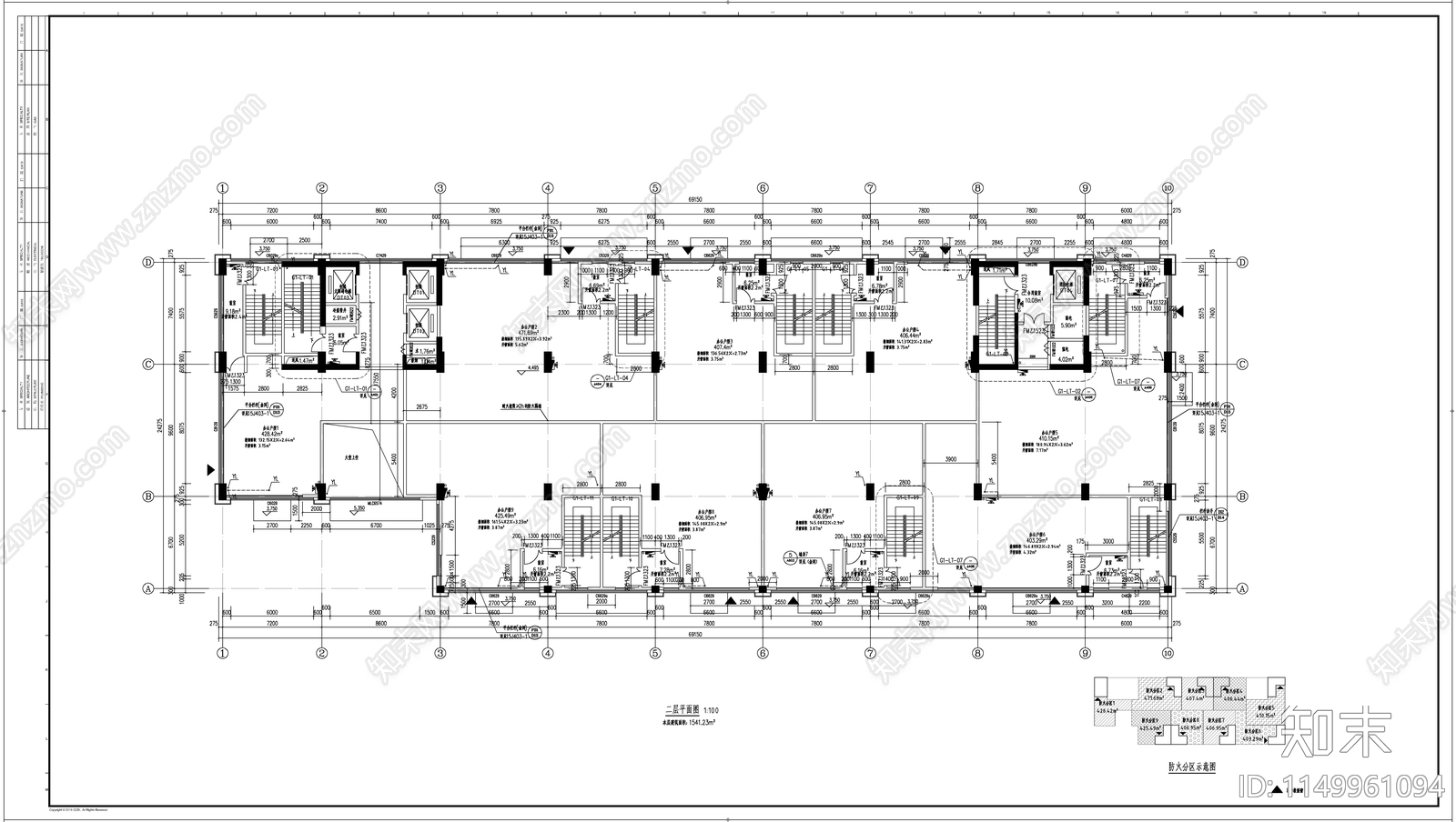 现代简约风格办公楼建筑cad施工图下载【ID:1149961094】