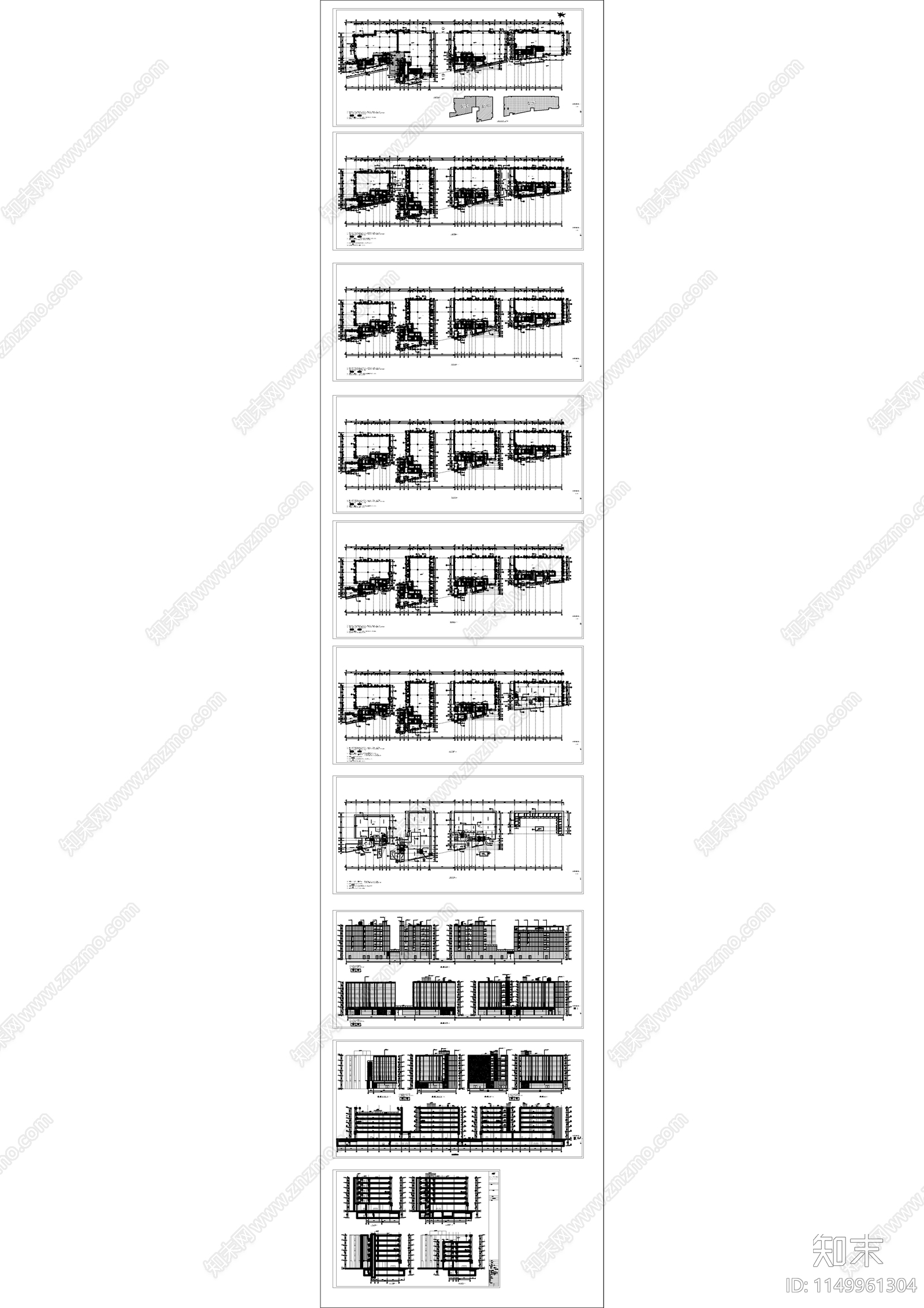 现代风格塔楼式办公综合楼建筑cad施工图下载【ID:1149961304】