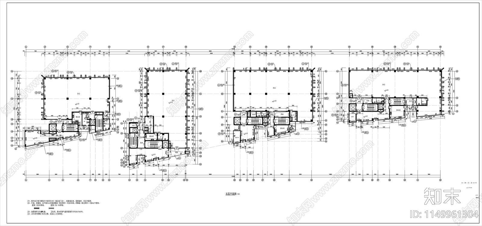 现代风格塔楼式办公综合楼建筑cad施工图下载【ID:1149961304】