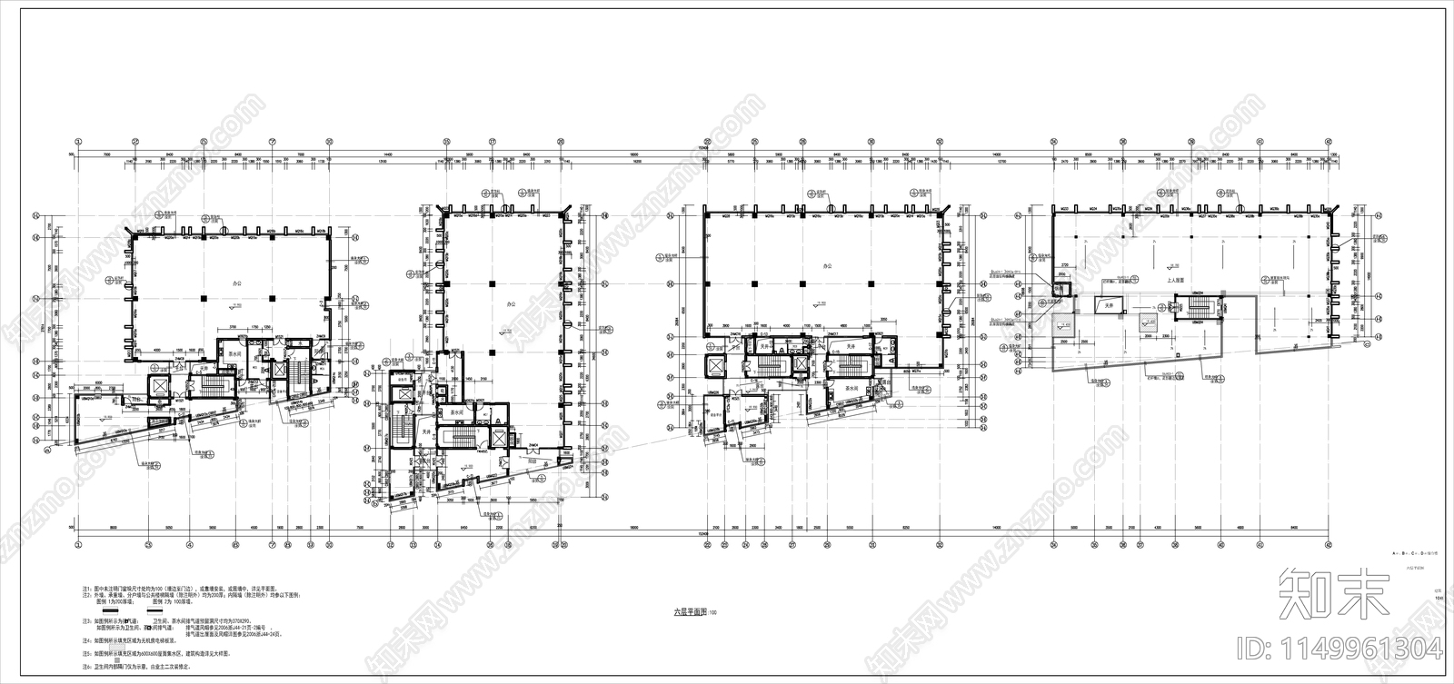 现代风格塔楼式办公综合楼建筑cad施工图下载【ID:1149961304】