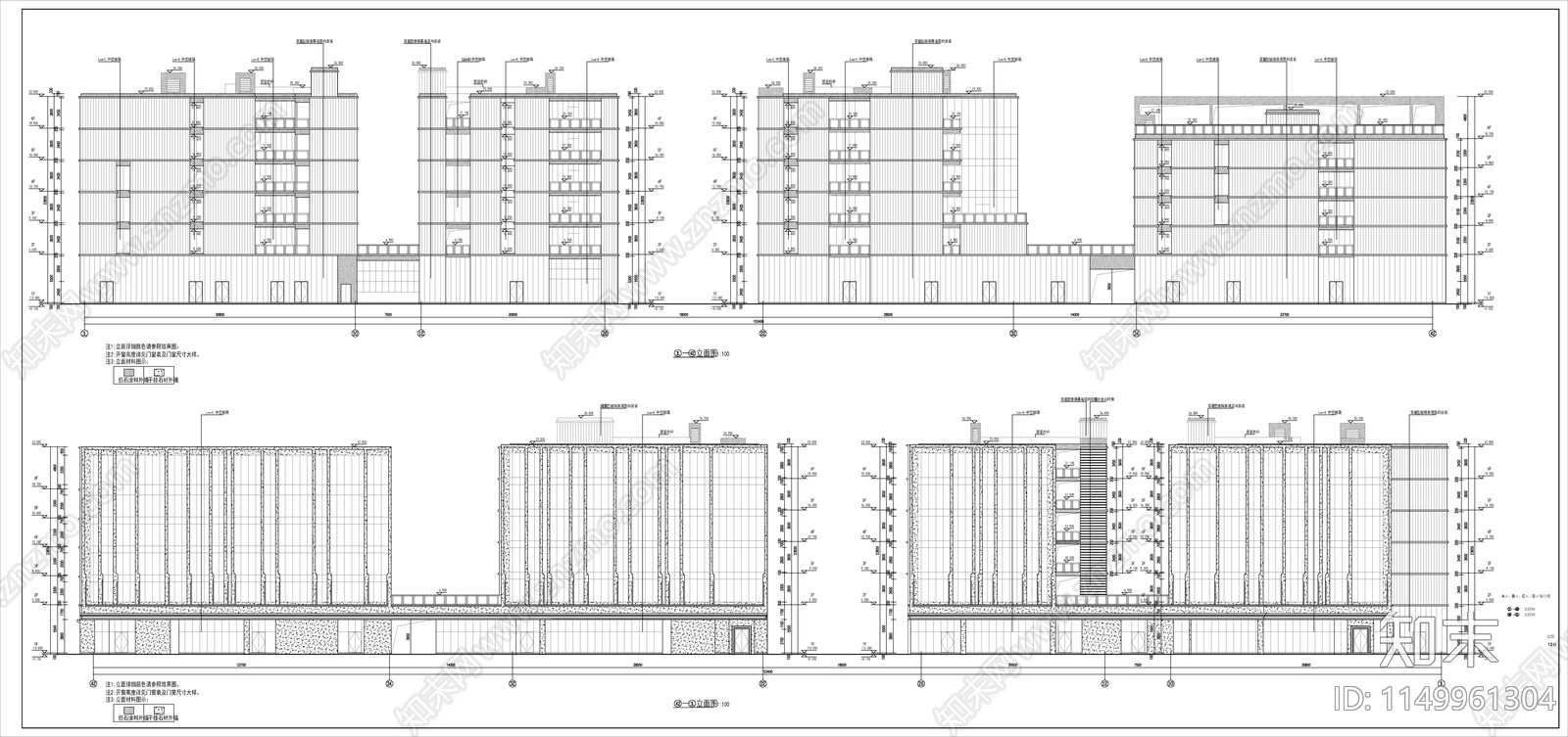 现代风格塔楼式办公综合楼建筑cad施工图下载【ID:1149961304】