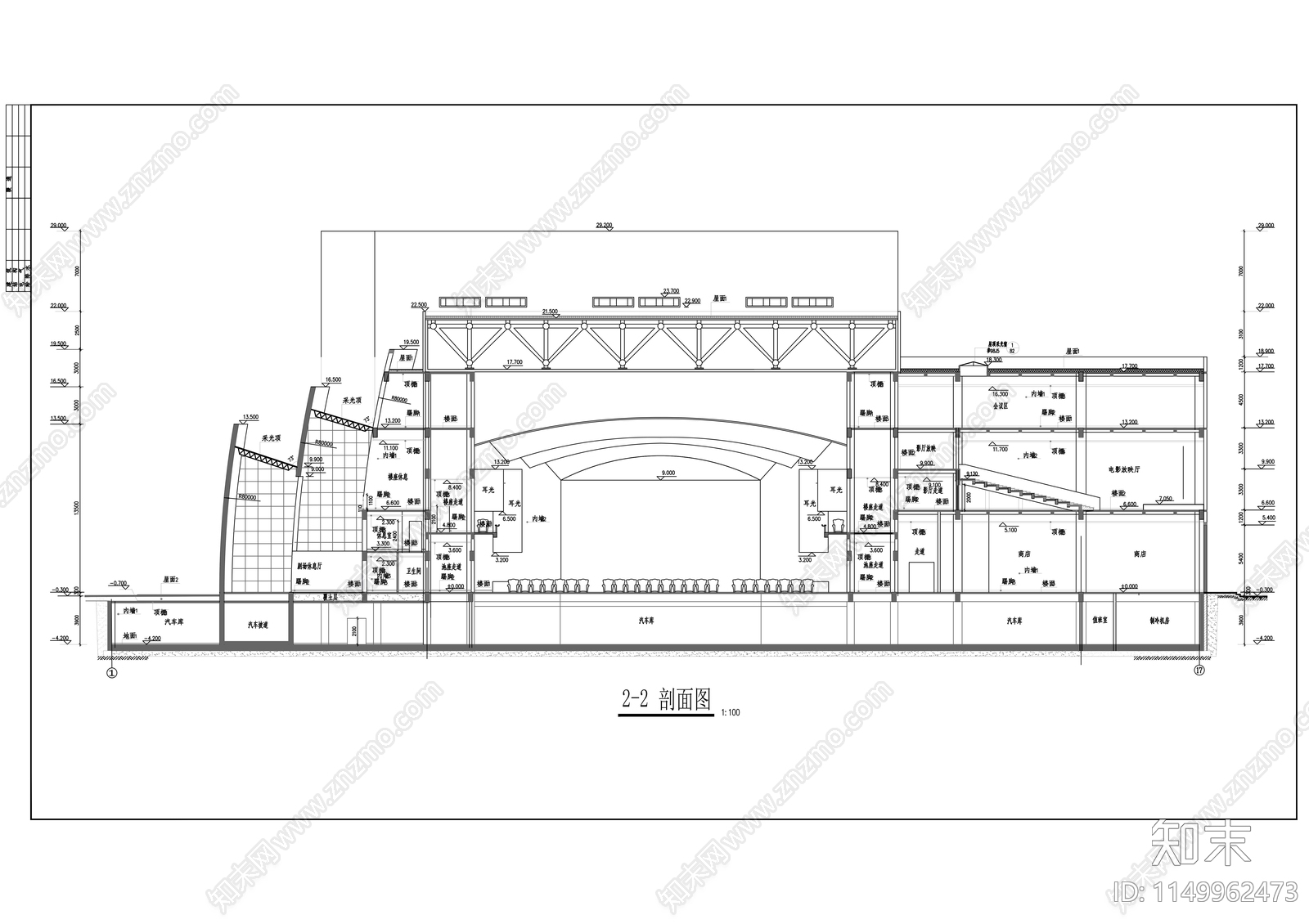 影剧院建筑cad施工图下载【ID:1149962473】