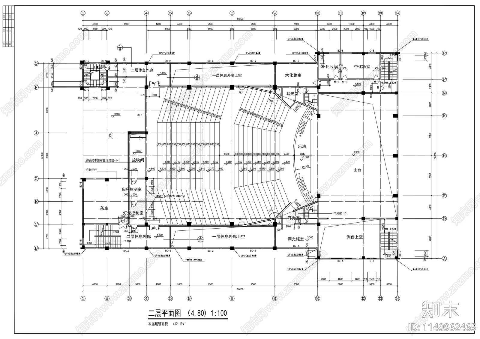 湖南剧院建筑施工图下载【ID:1149962465】