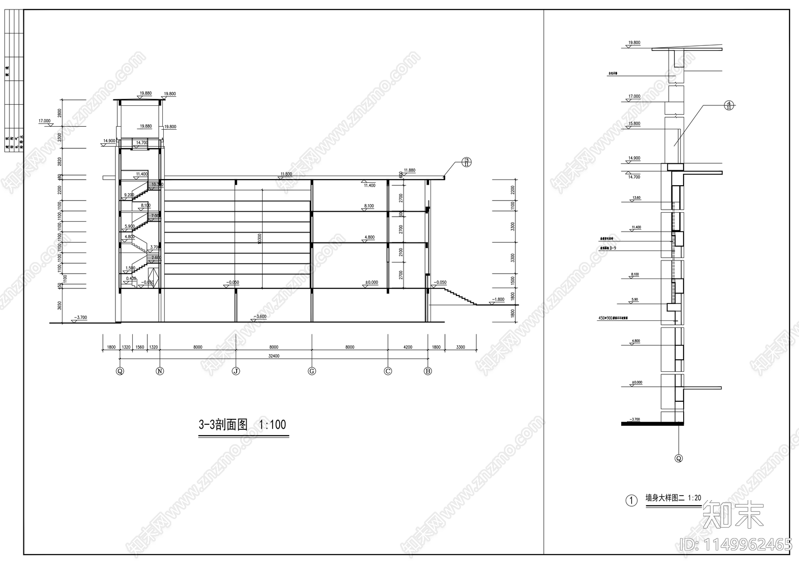 湖南剧院建筑cad施工图下载【ID:1149962465】