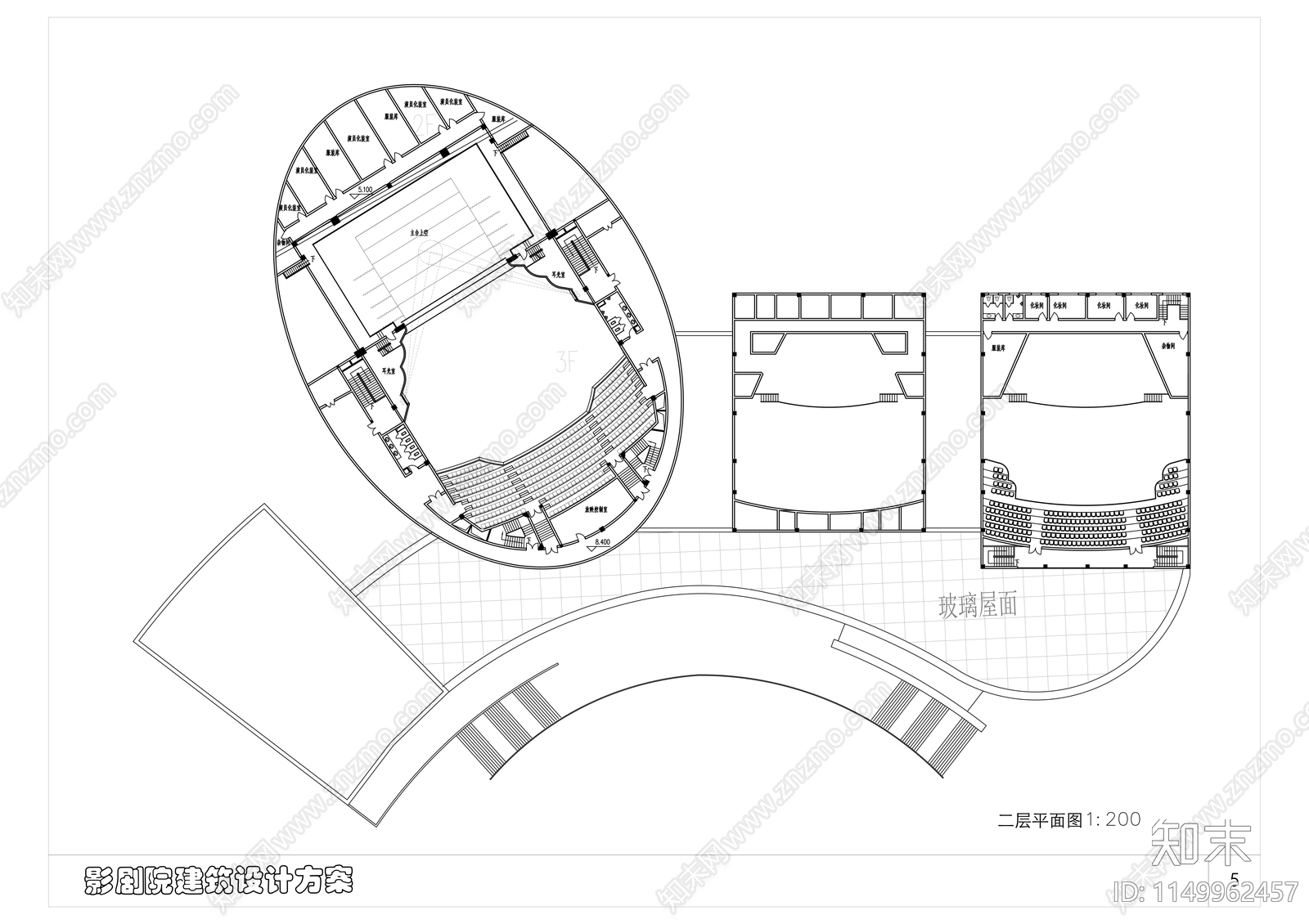 南方剧院建筑cad施工图下载【ID:1149962457】