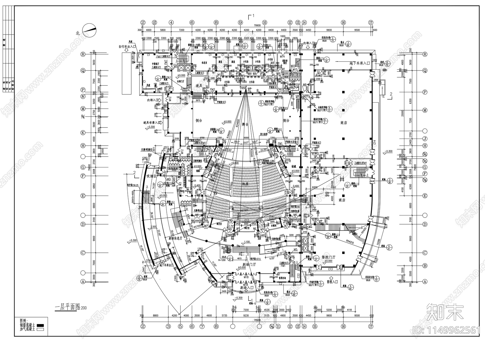 影剧院建筑施工图下载【ID:1149962561】