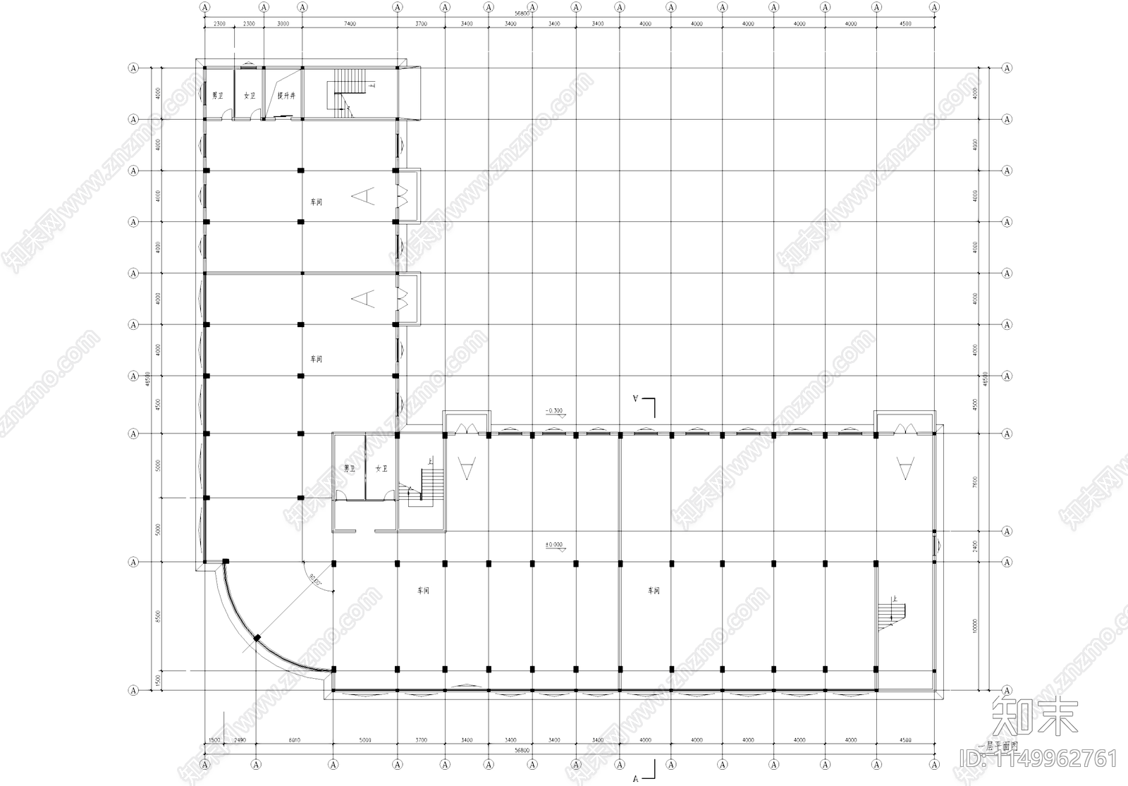 工业车间厂房办公楼建筑cad施工图下载【ID:1149962761】
