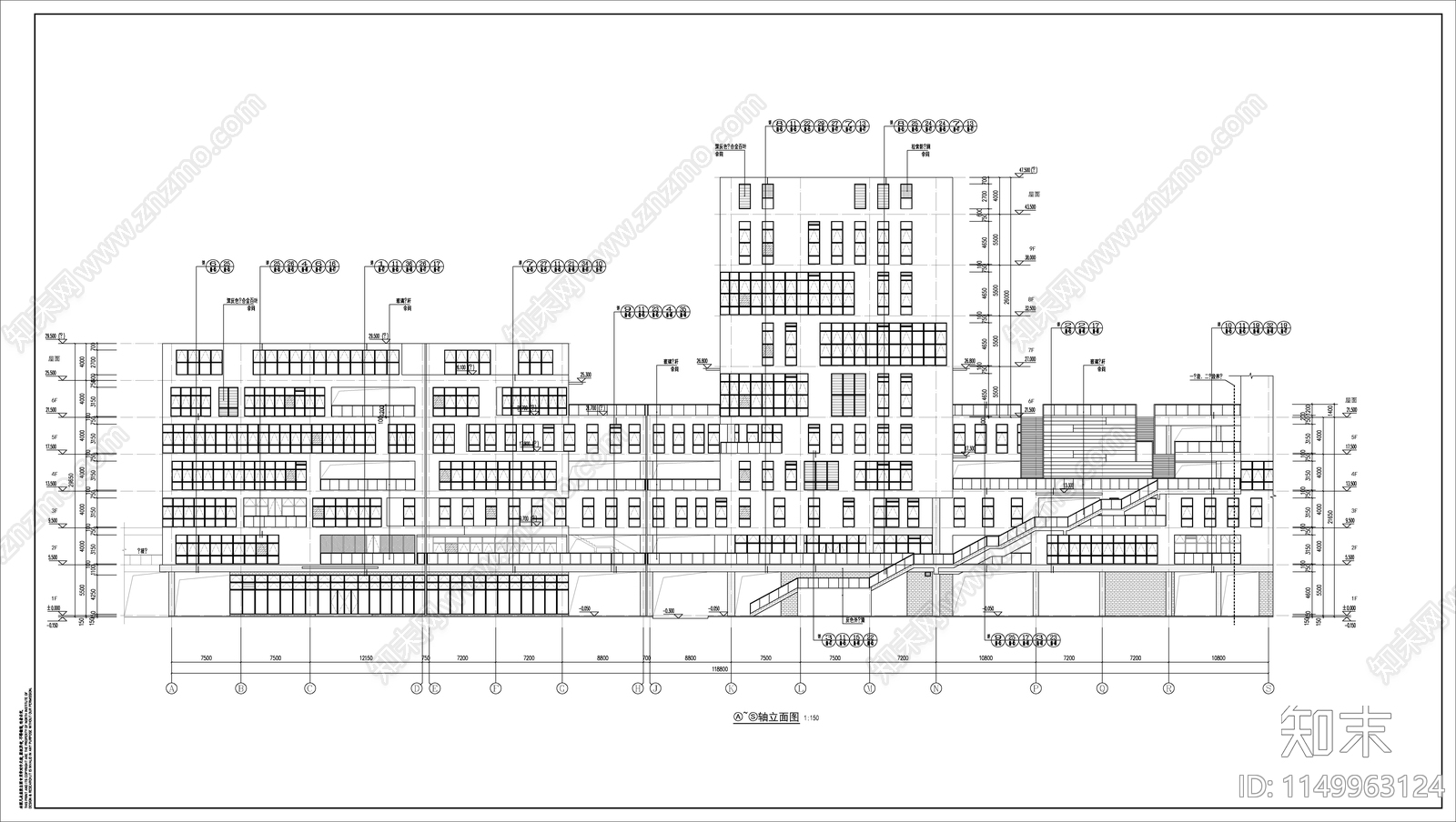 办公楼建筑cad施工图下载【ID:1149963124】