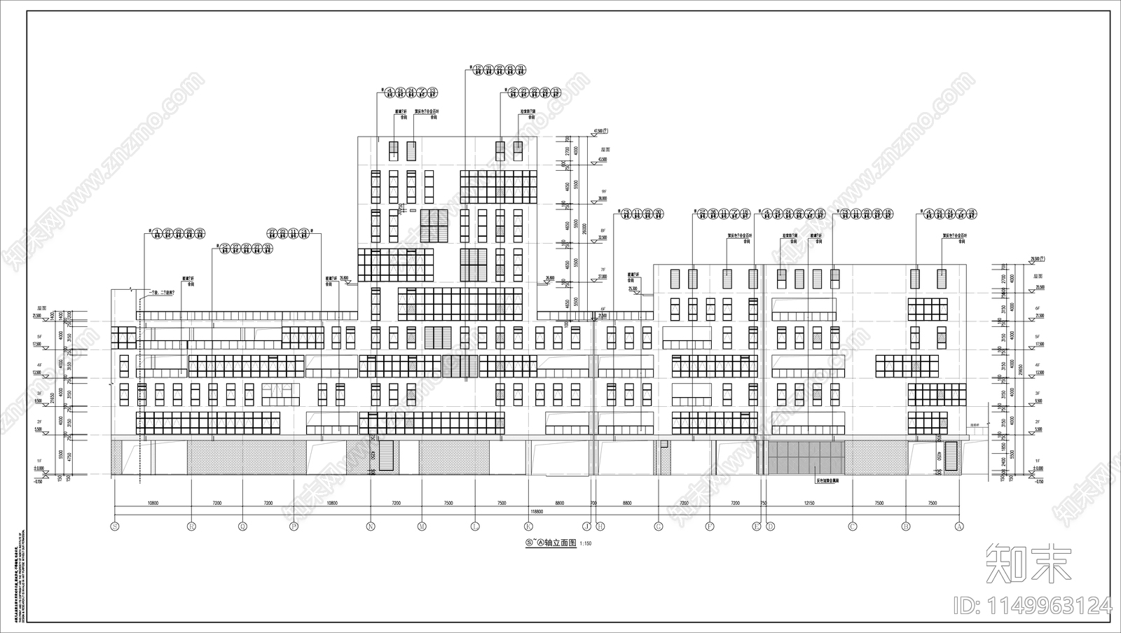 办公楼建筑cad施工图下载【ID:1149963124】