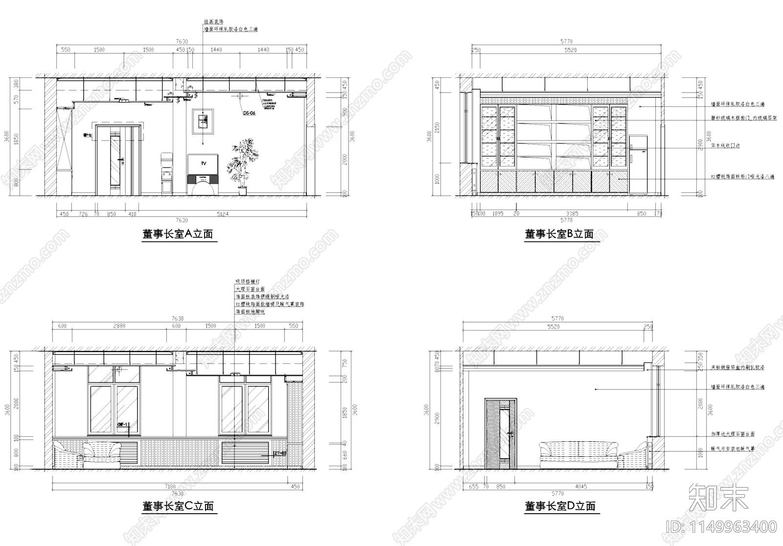 三层办公楼室内工装cad施工图下载【ID:1149963400】