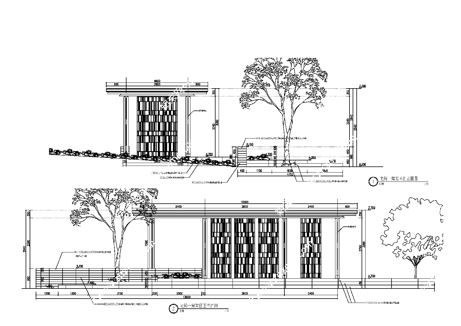 现代简约廊架景观cad施工图下载【ID:1149964357】