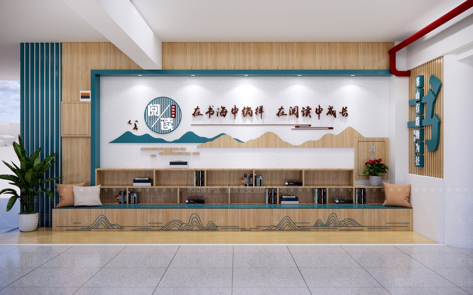 新中式校园读书角SU模型下载【ID:1149965618】