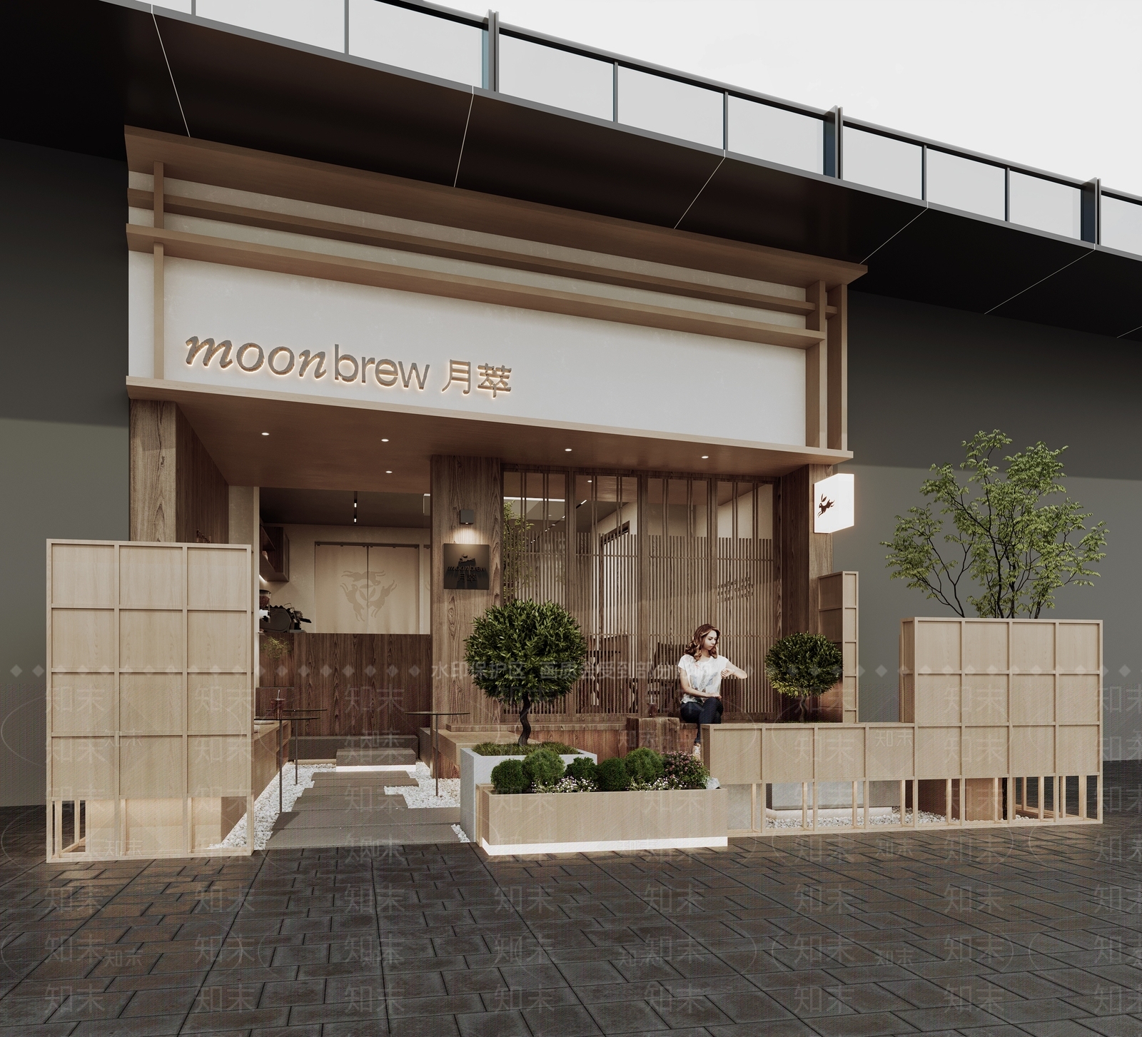 现代咖啡店门头门面3D模型下载【ID:1149967347】